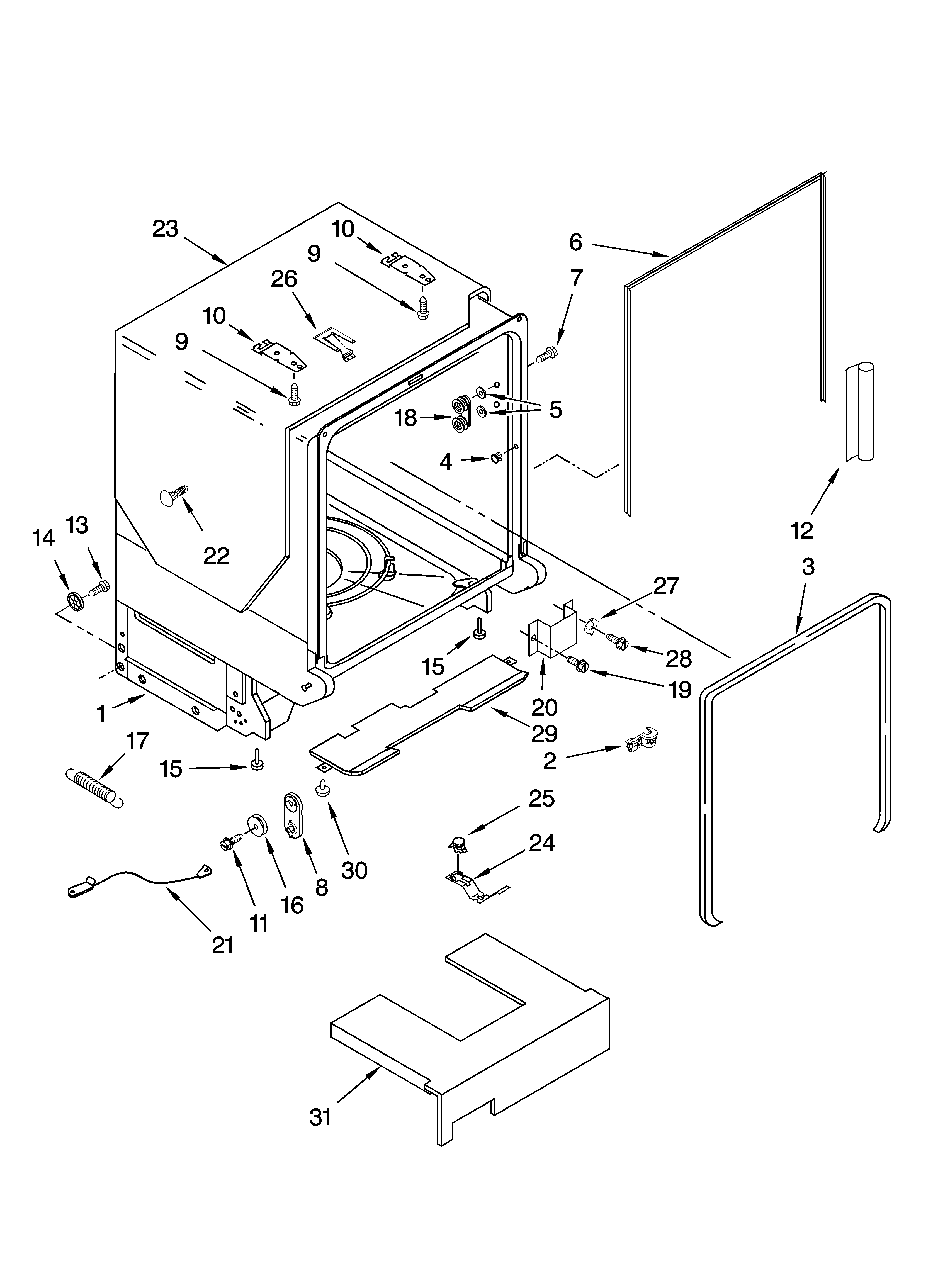 Tub and frame parts
