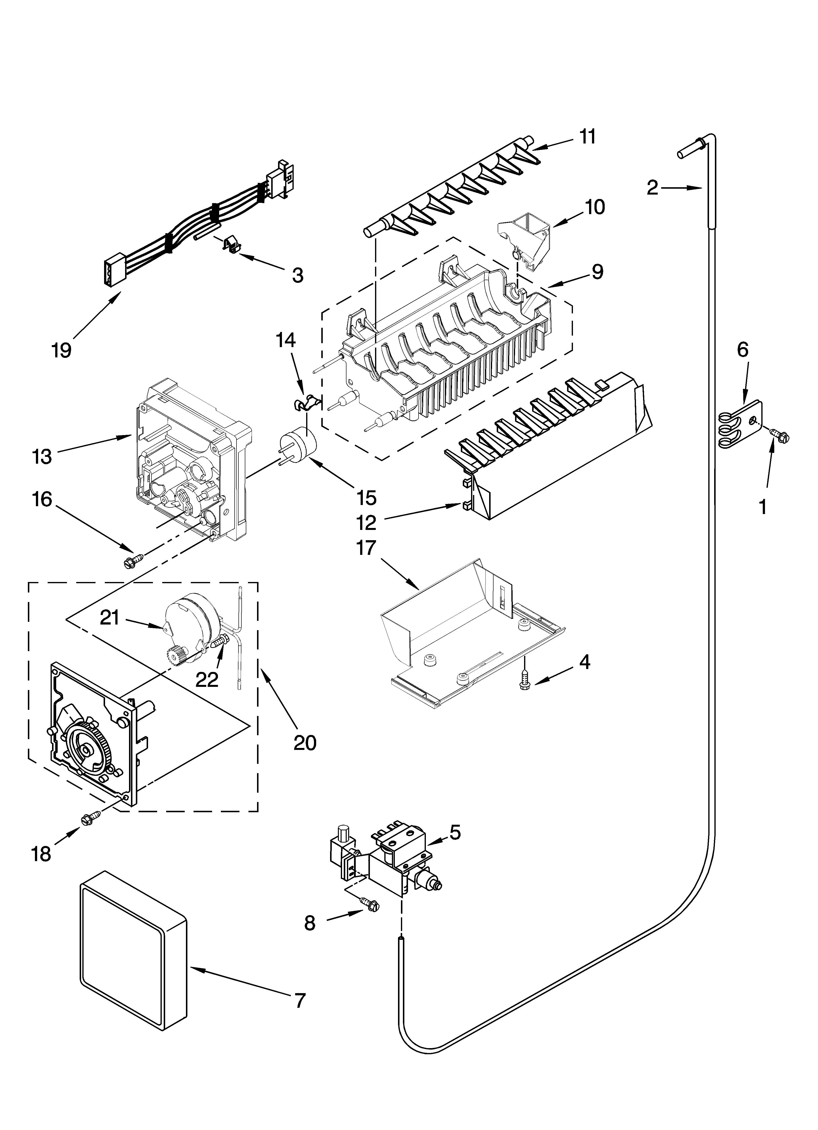 Icemaker parts, optional parts (not included)