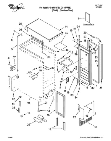 Cabinet liner and door parts