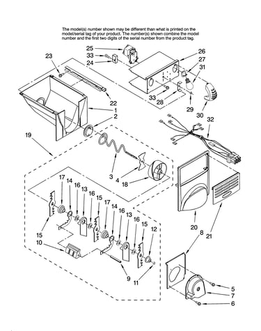 Motor and ice container parts