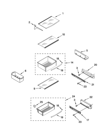 Refrigerator shelf parts