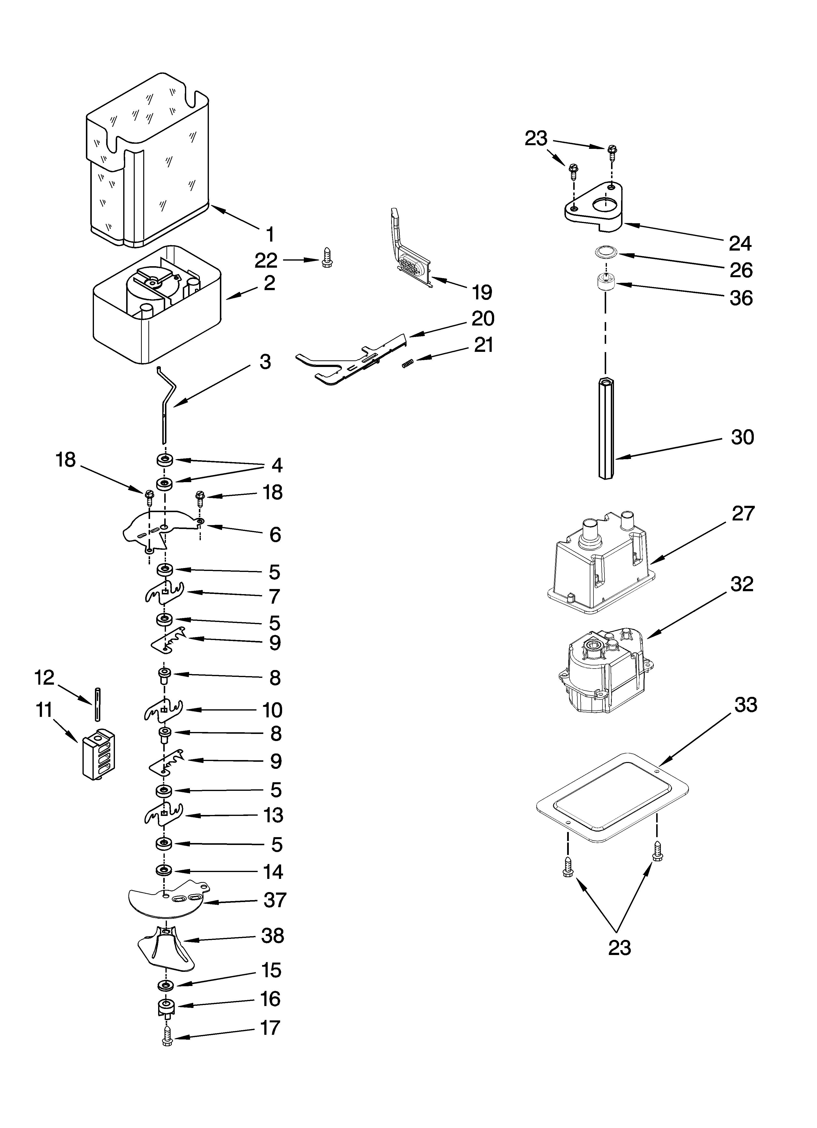 Motor and ice container parts
