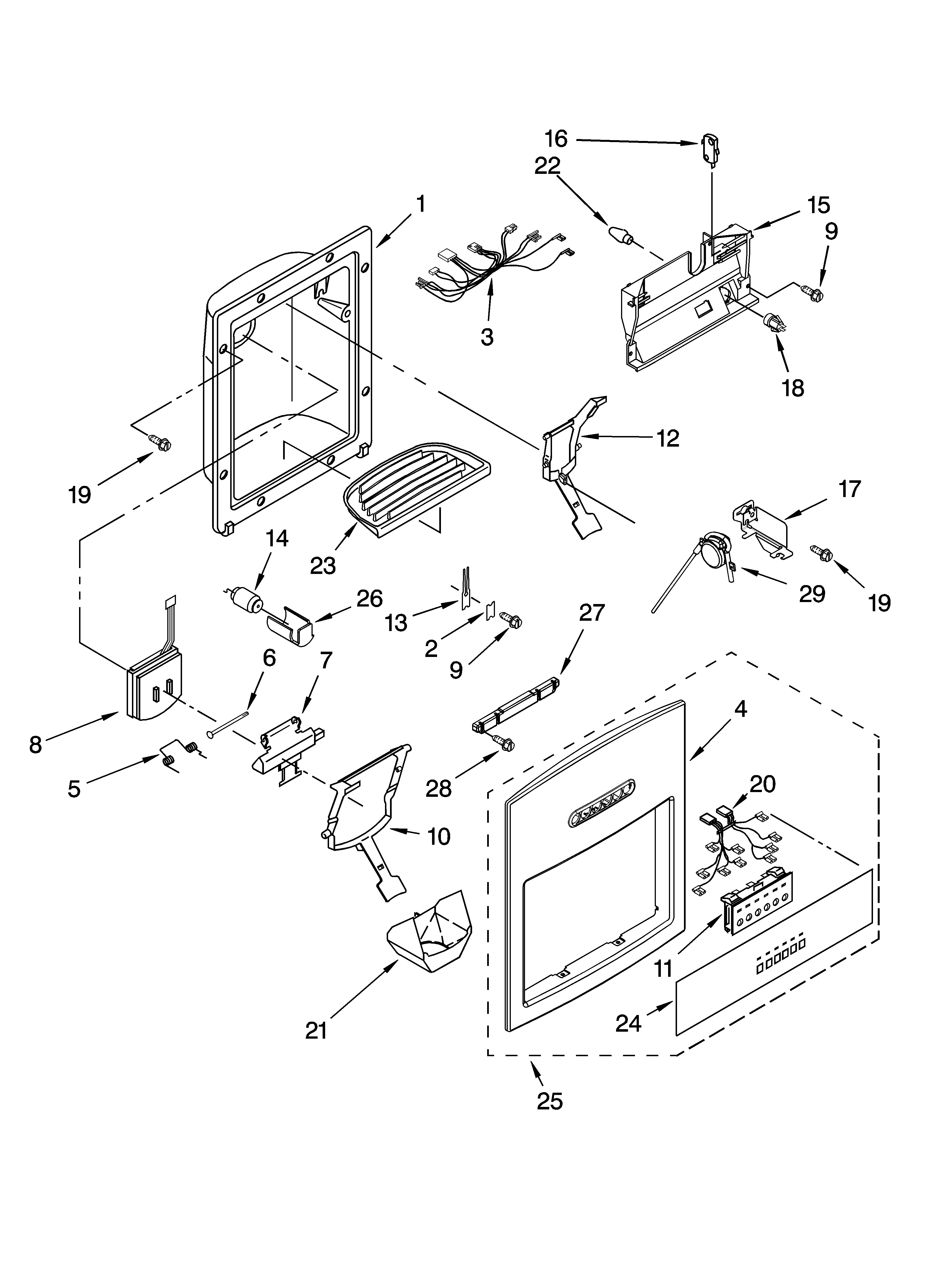 Dispenser front parts