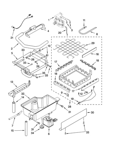 Evaporator, ice cutter grid and water parts