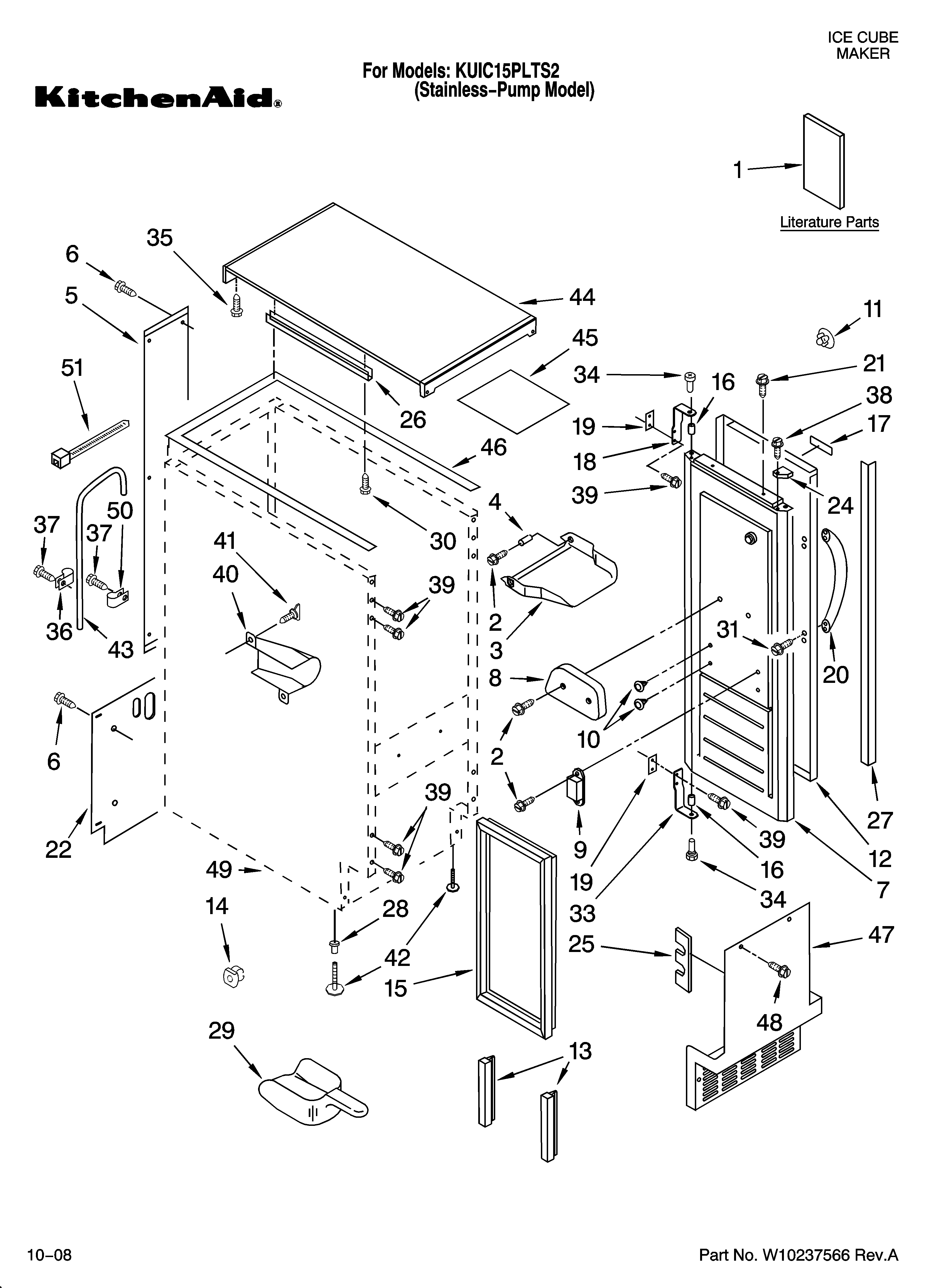 Cabinet liner and door parts
