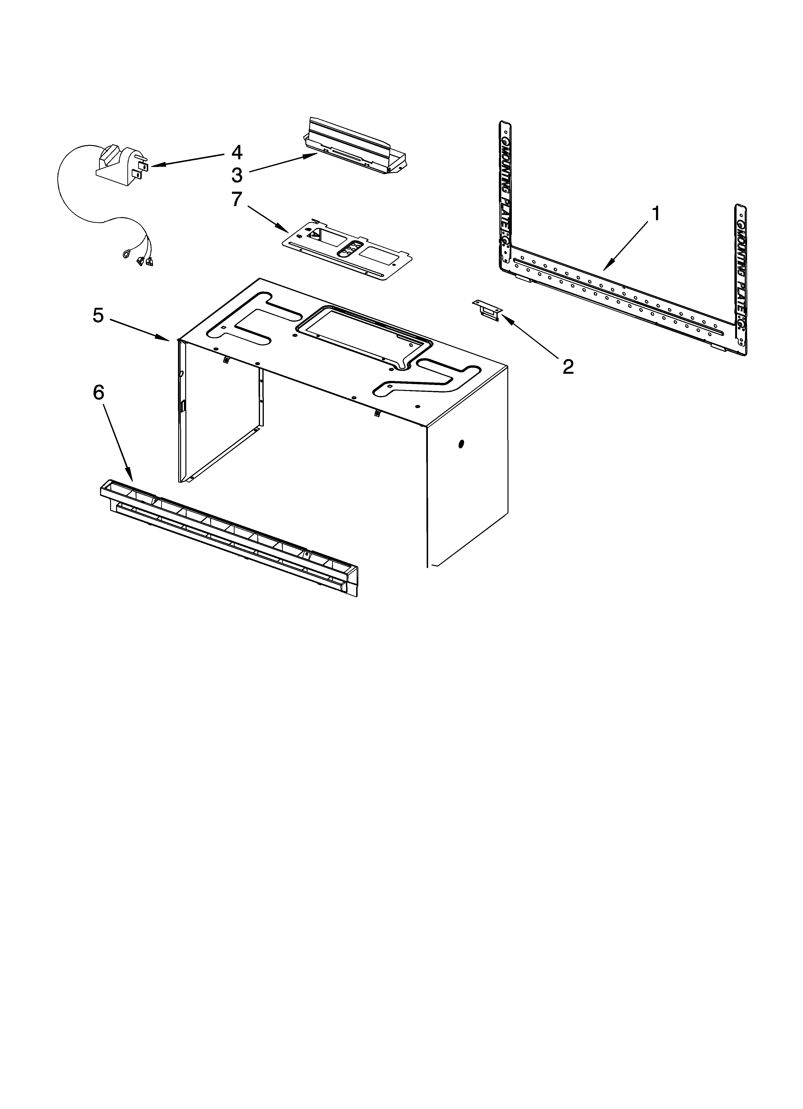 Cabinet and installation parts