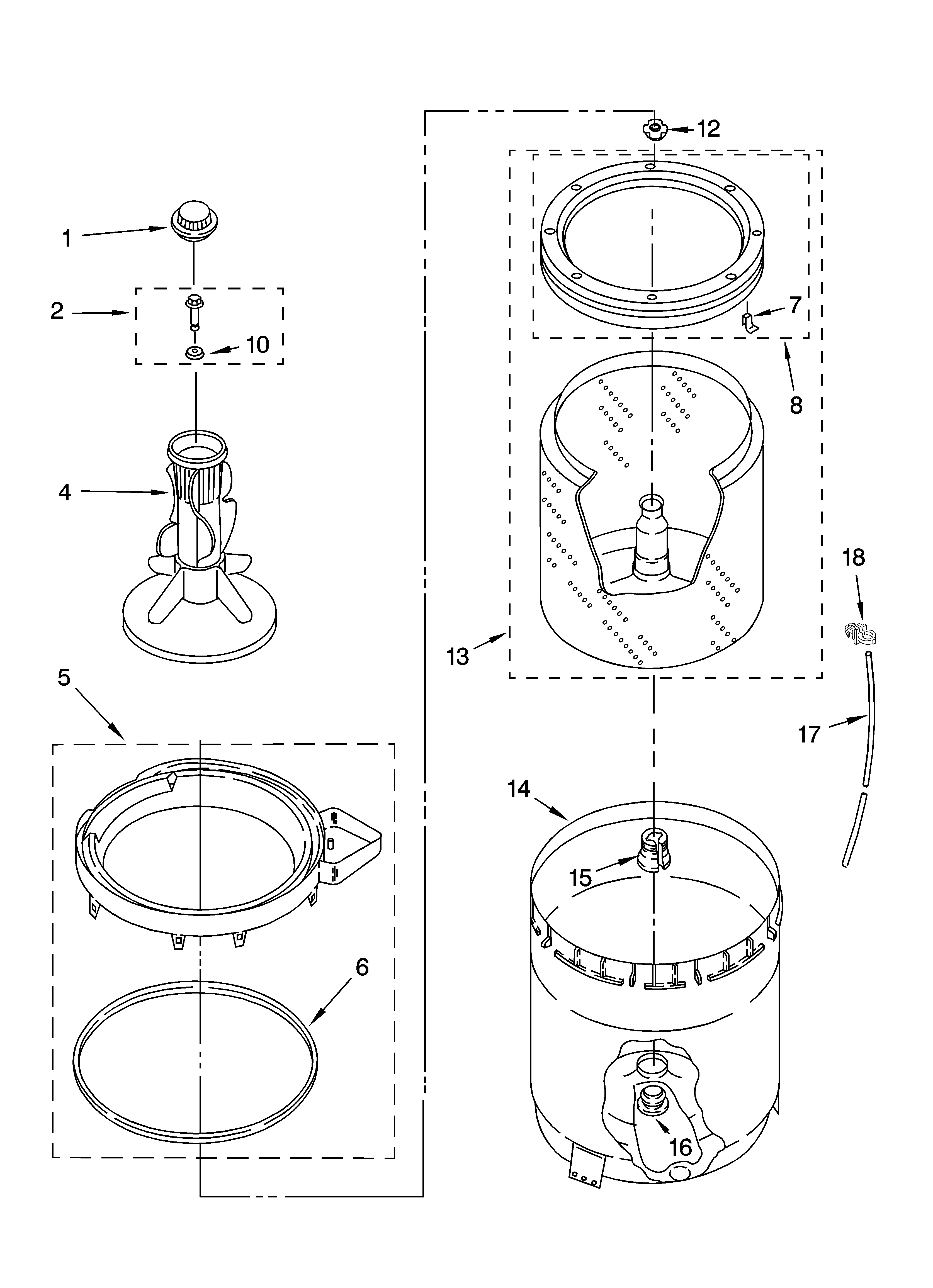 Agitator, basket and tub parts