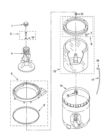 Agitator, basket and tub parts