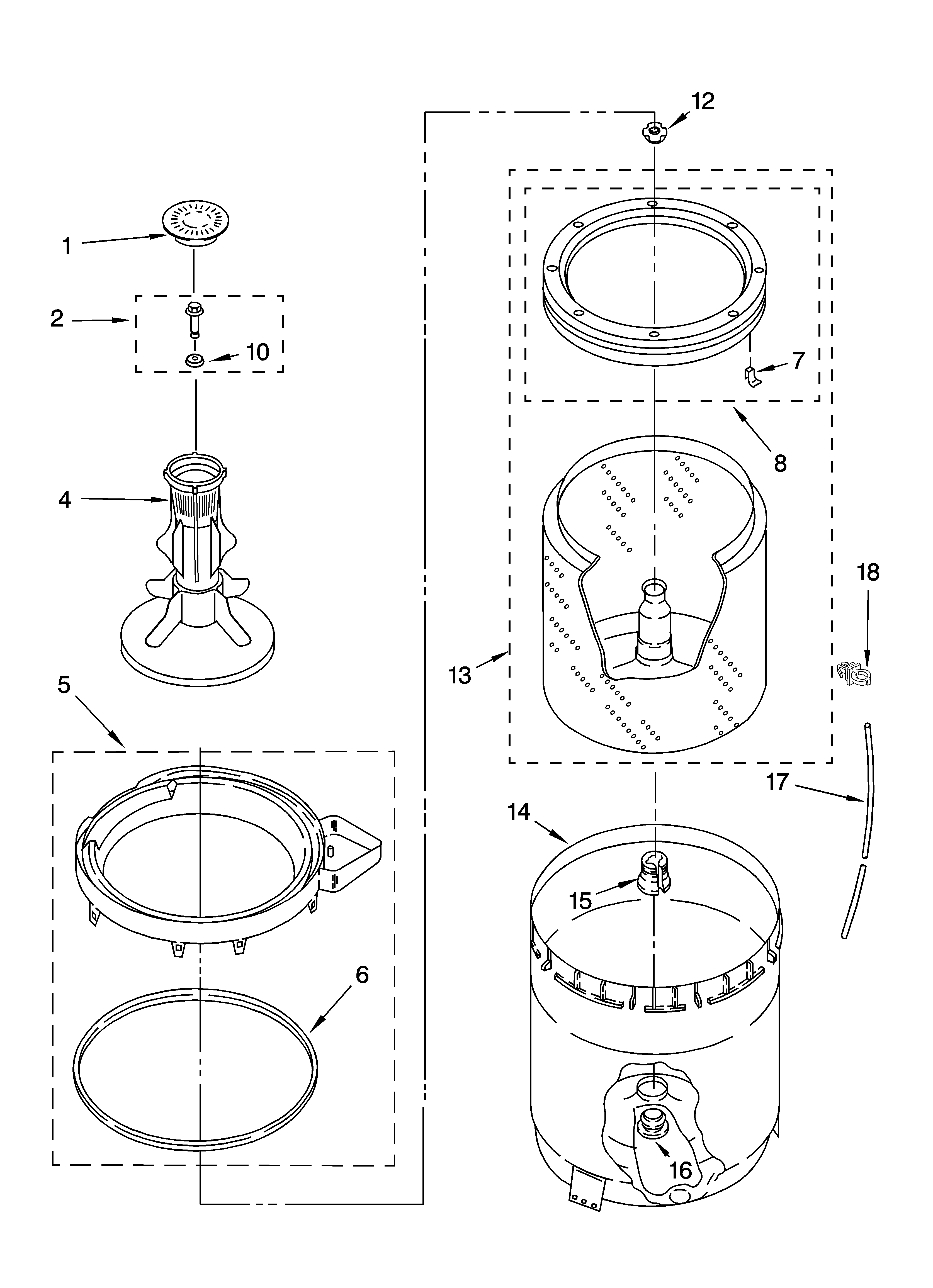 Agitator, basket and tub parts