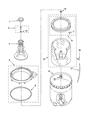 Agitator, basket and tub parts
