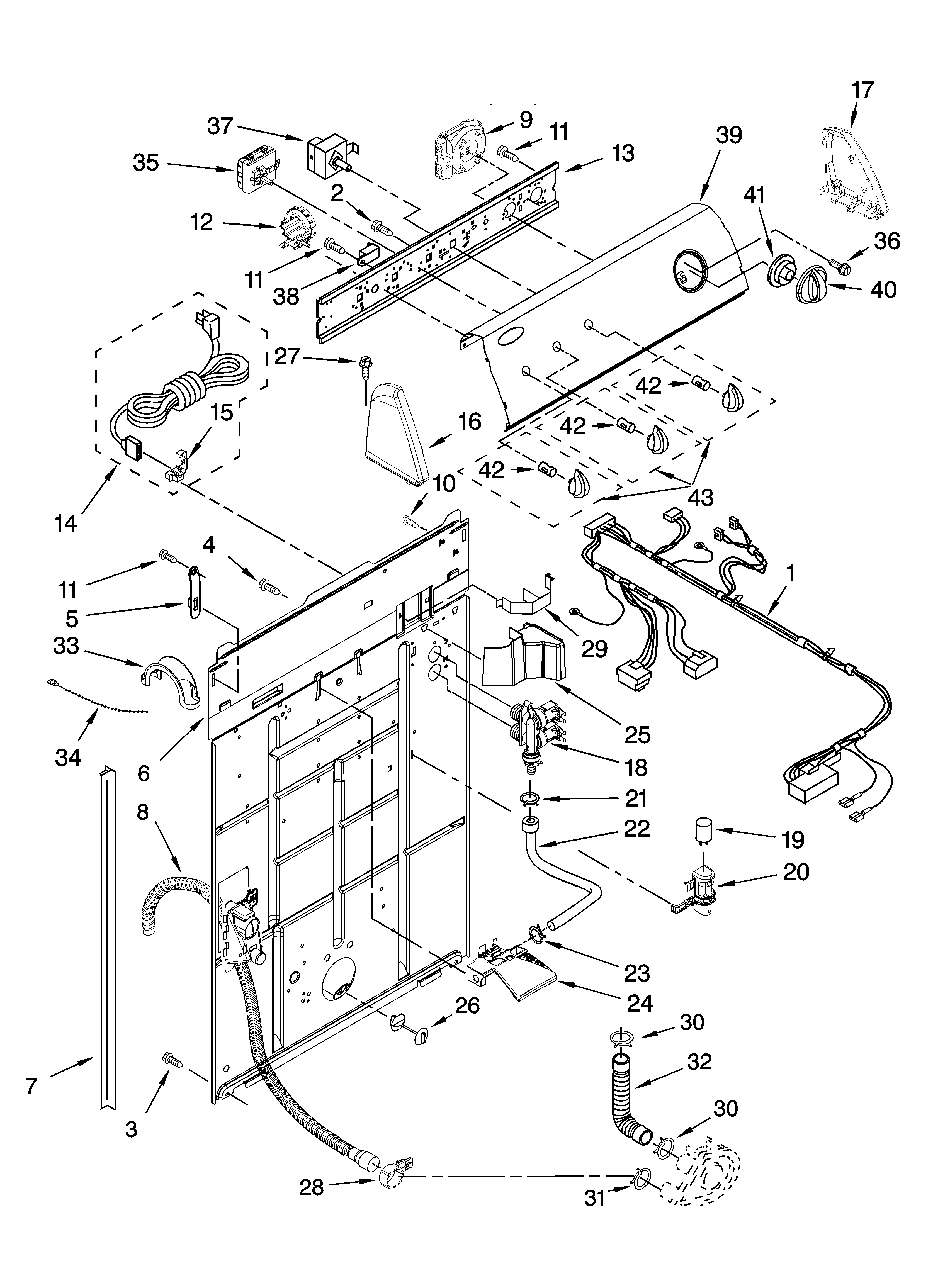 Controls and rear panel parts