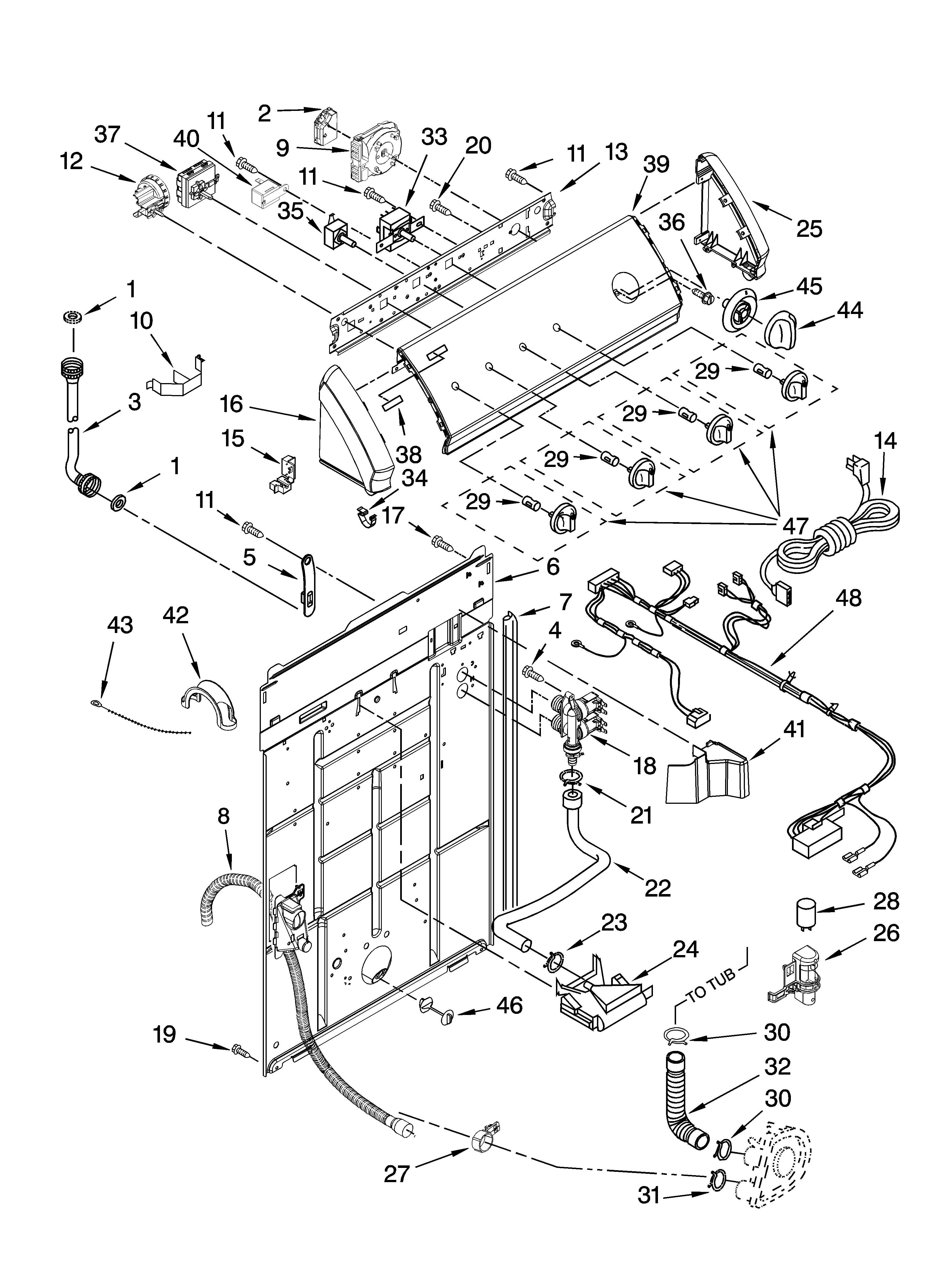 Controls and rear panel parts