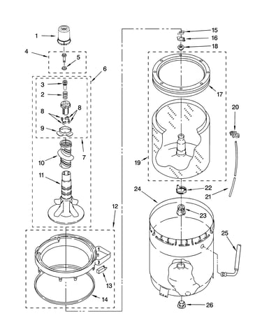 Agitator, basket and tub parts