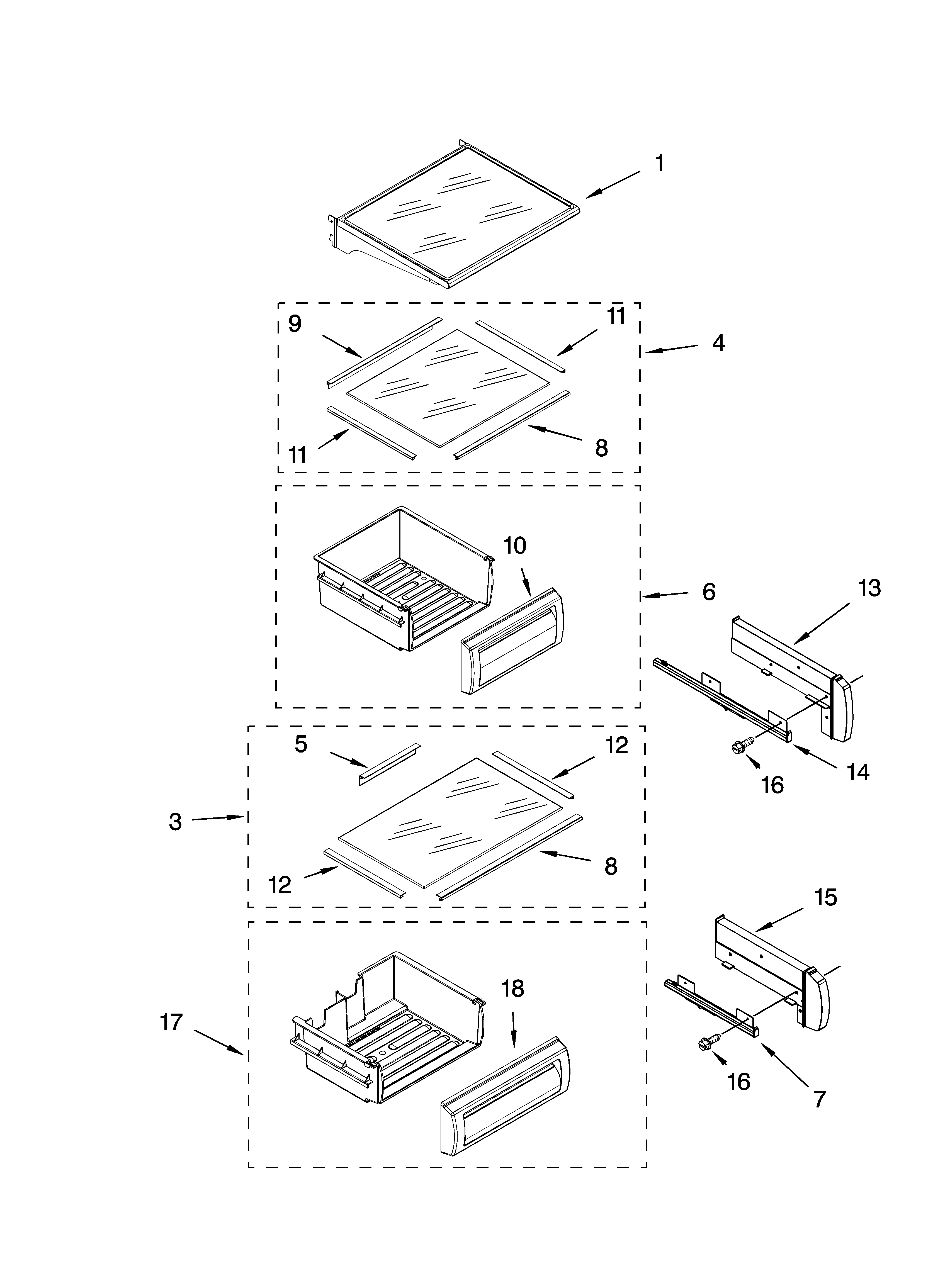Refrigerator shelf parts