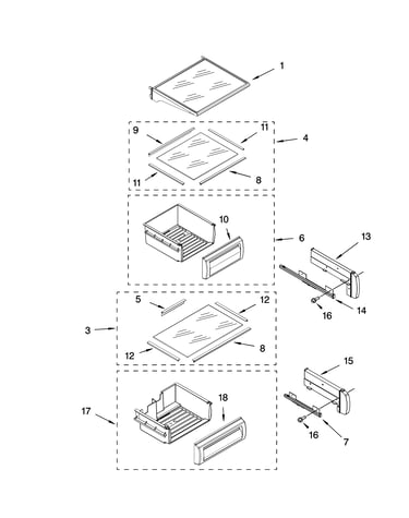 Refrigerator shelf parts