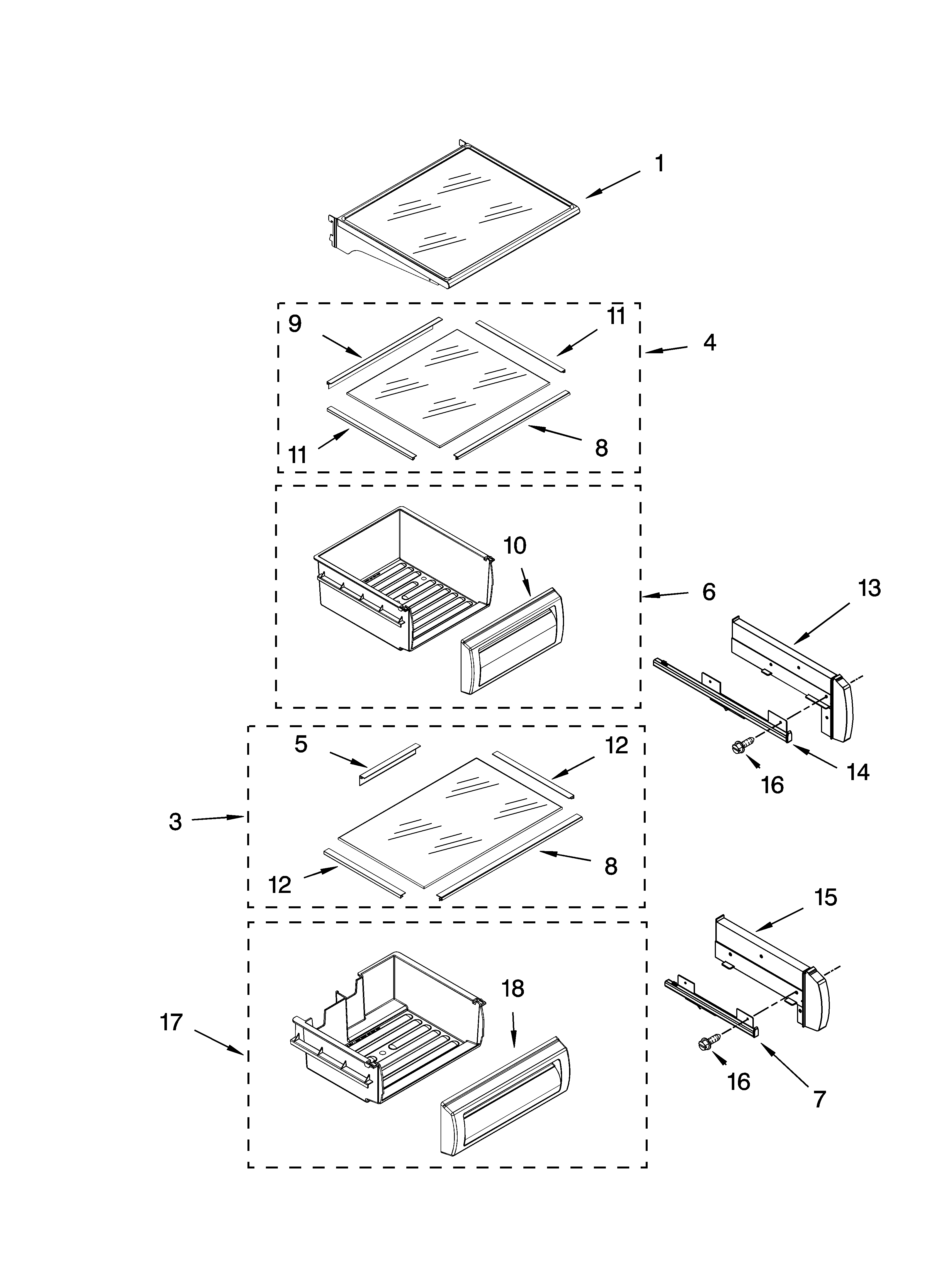 Refrigerator shelf parts