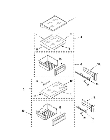 Refrigerator shelf parts