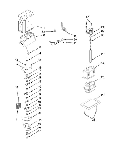 Motor and ice container parts