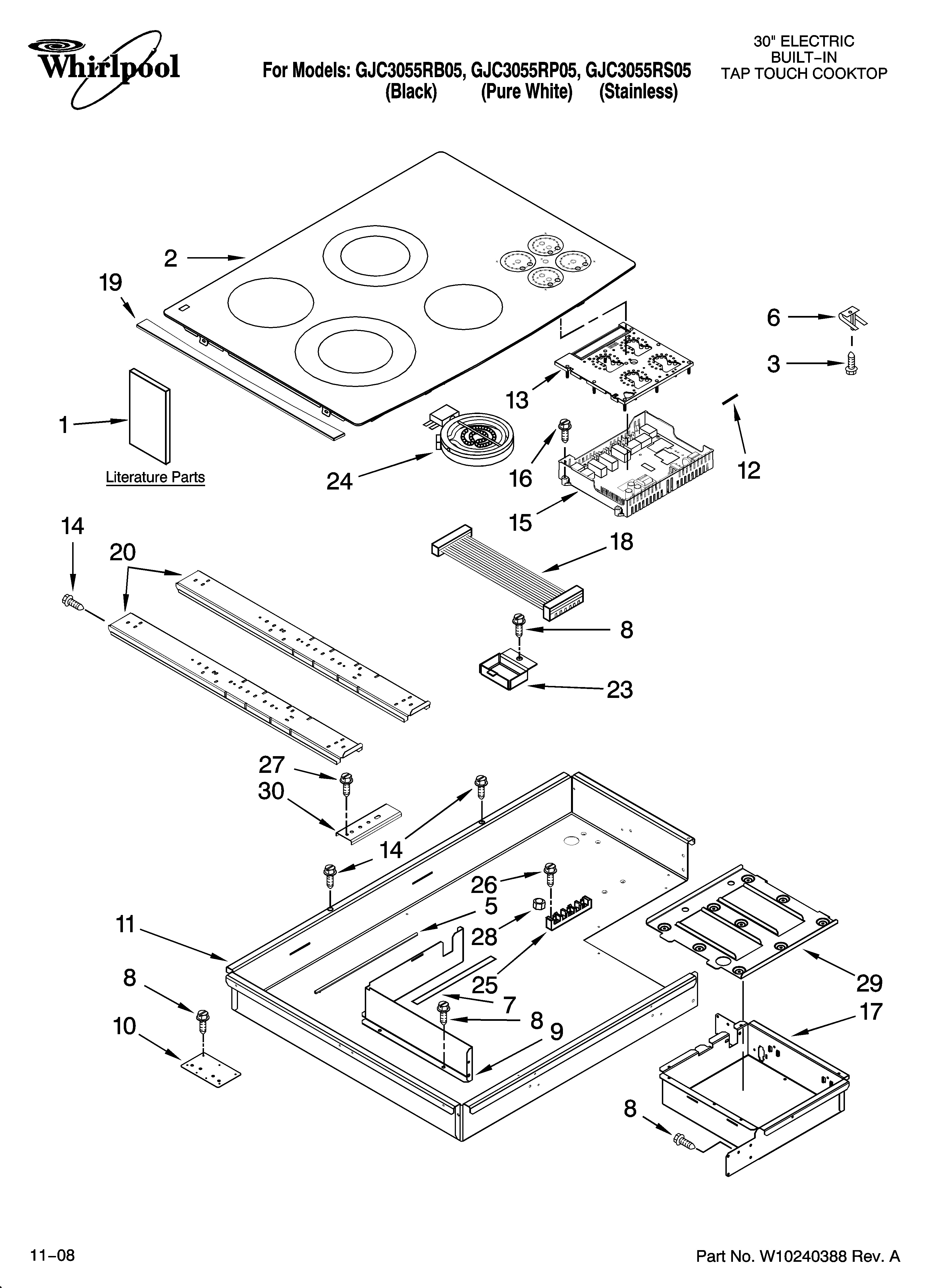 Cooktop parts, optional parts (not included)