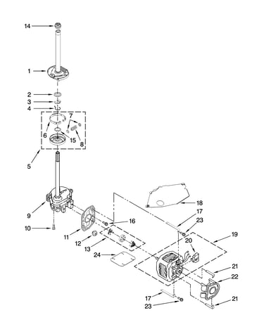 Brake, clutch, gearcase, motor and pump parts