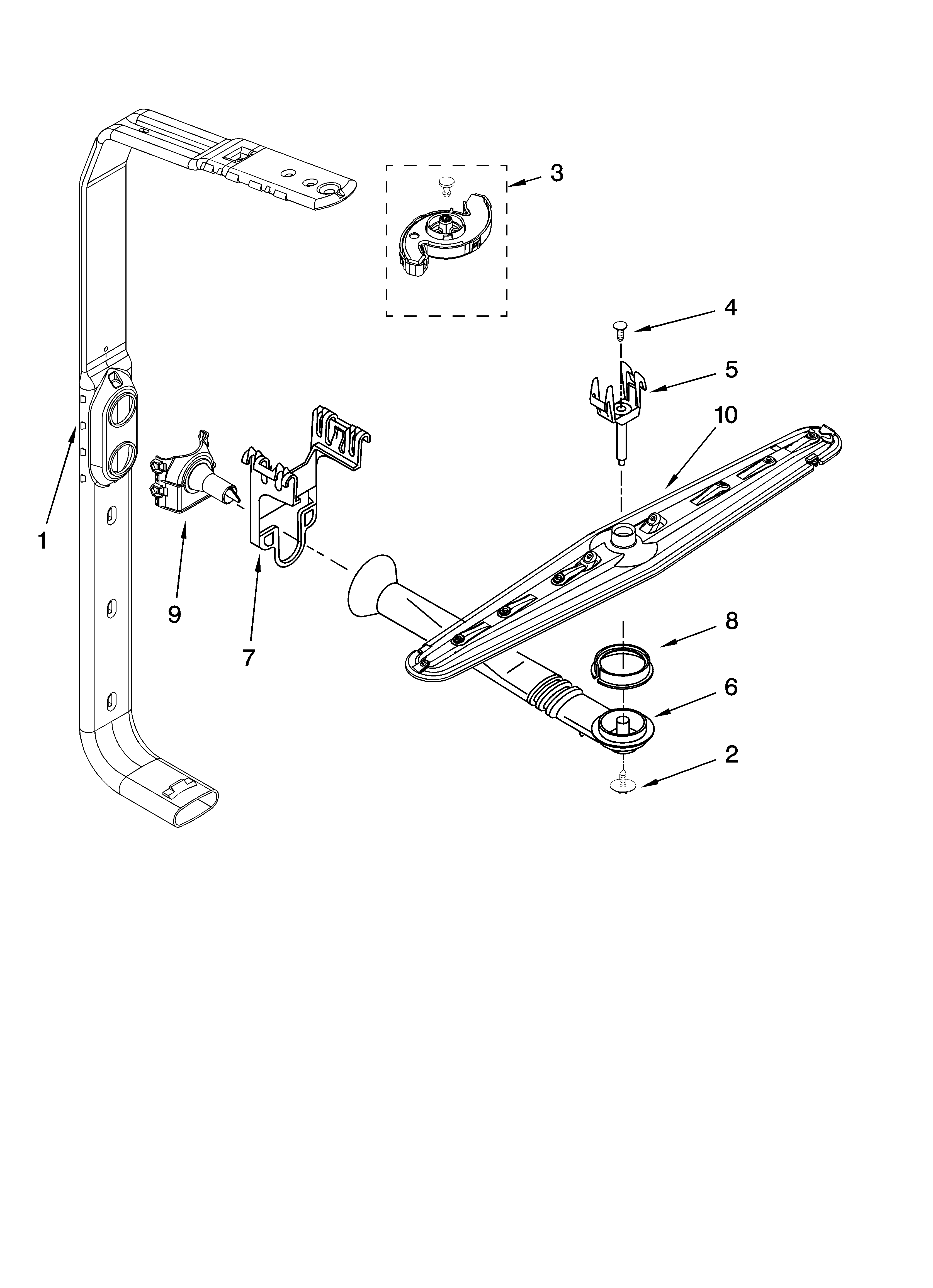 Upper wash and rinse parts
