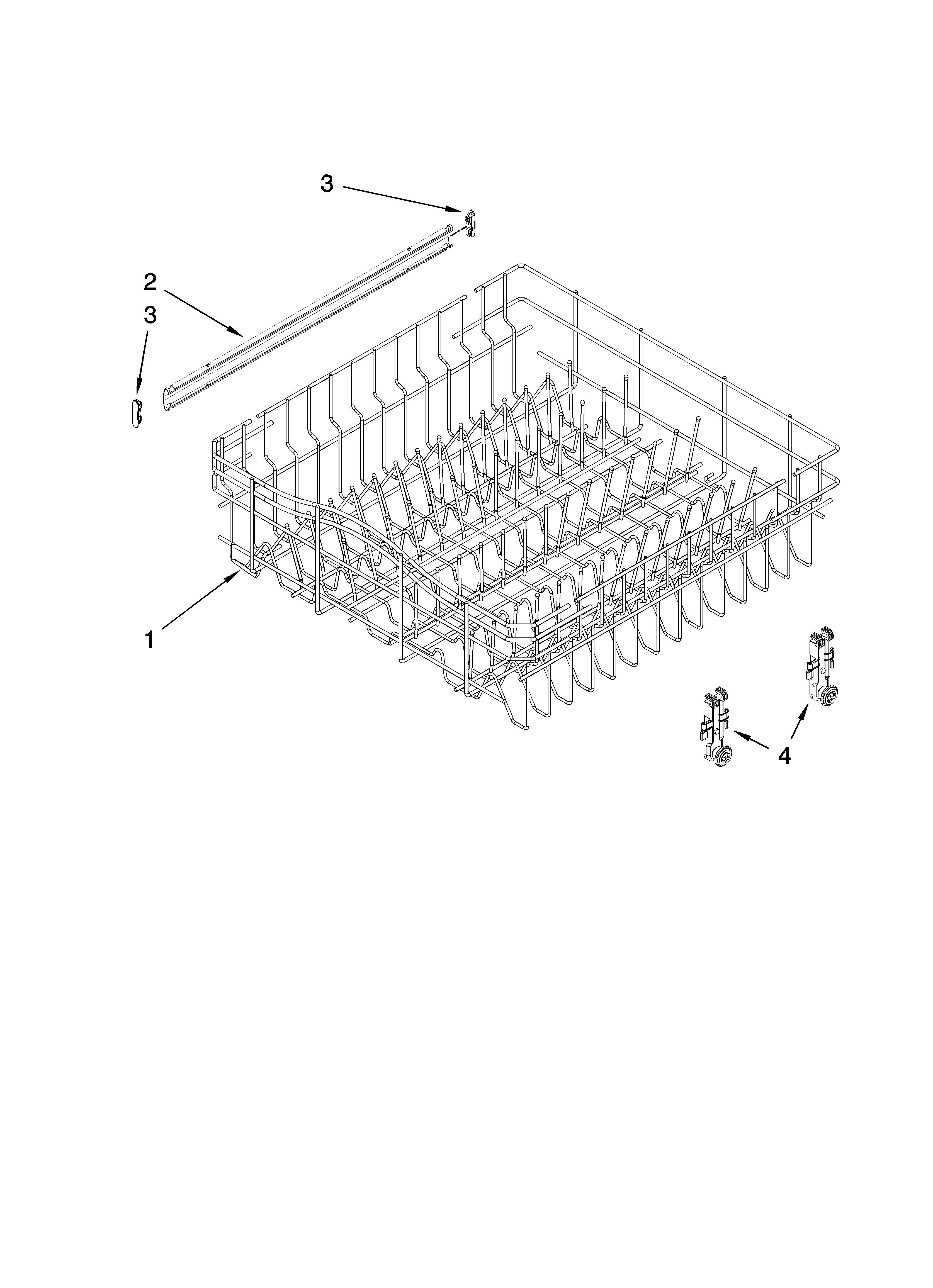 Upper rack and track parts