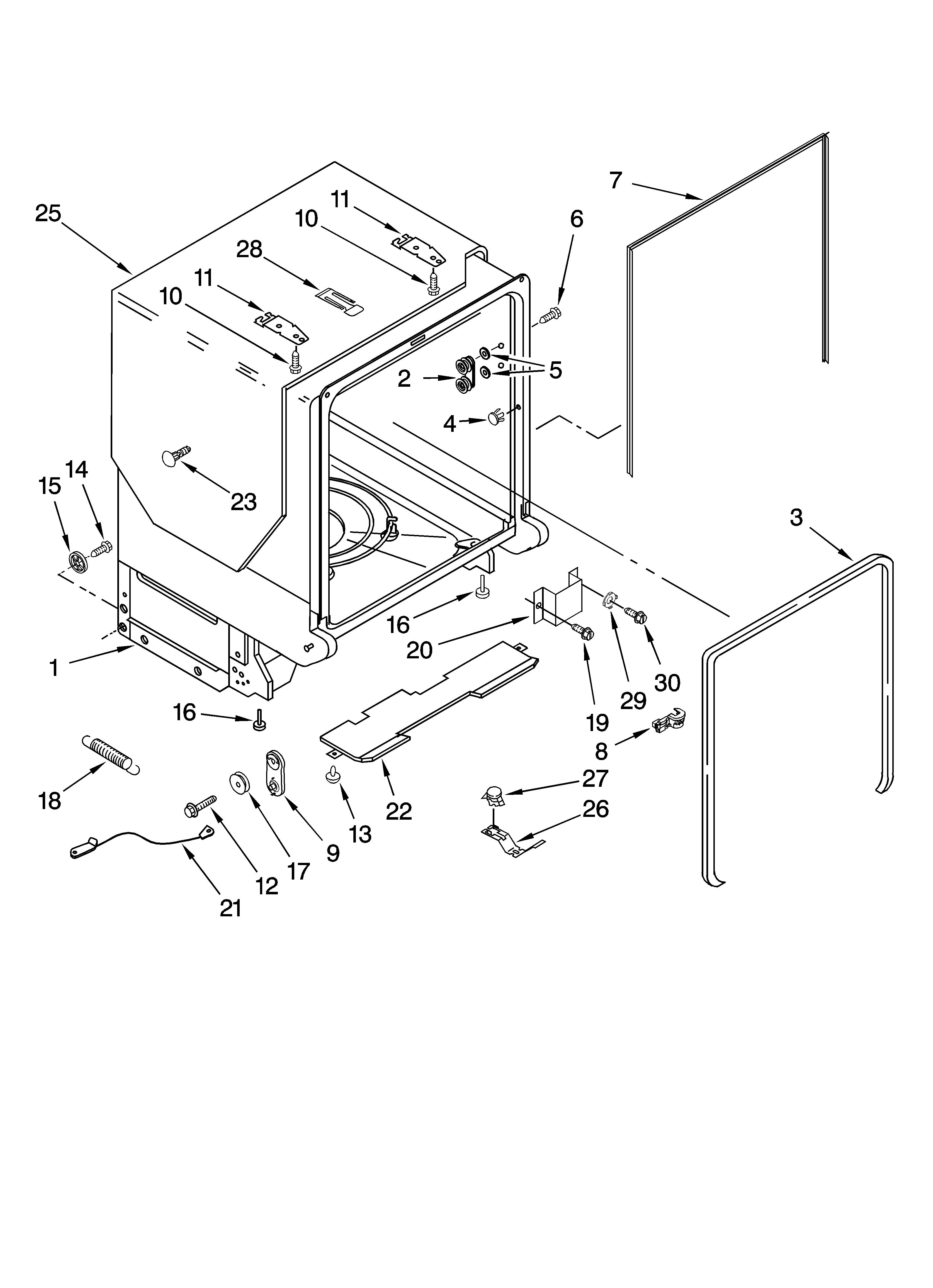 TUB AND FRAME PARTS