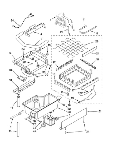 Evaporator, ice cutter grid and water parts