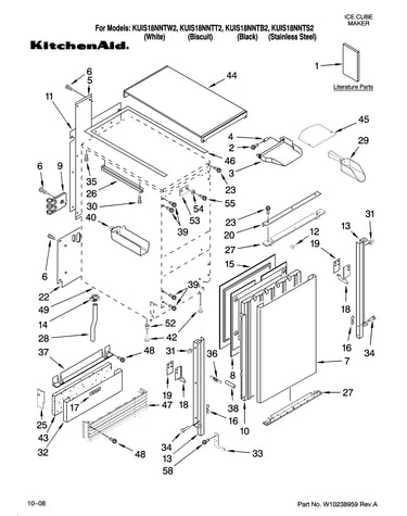 Cabinet liner and door parts