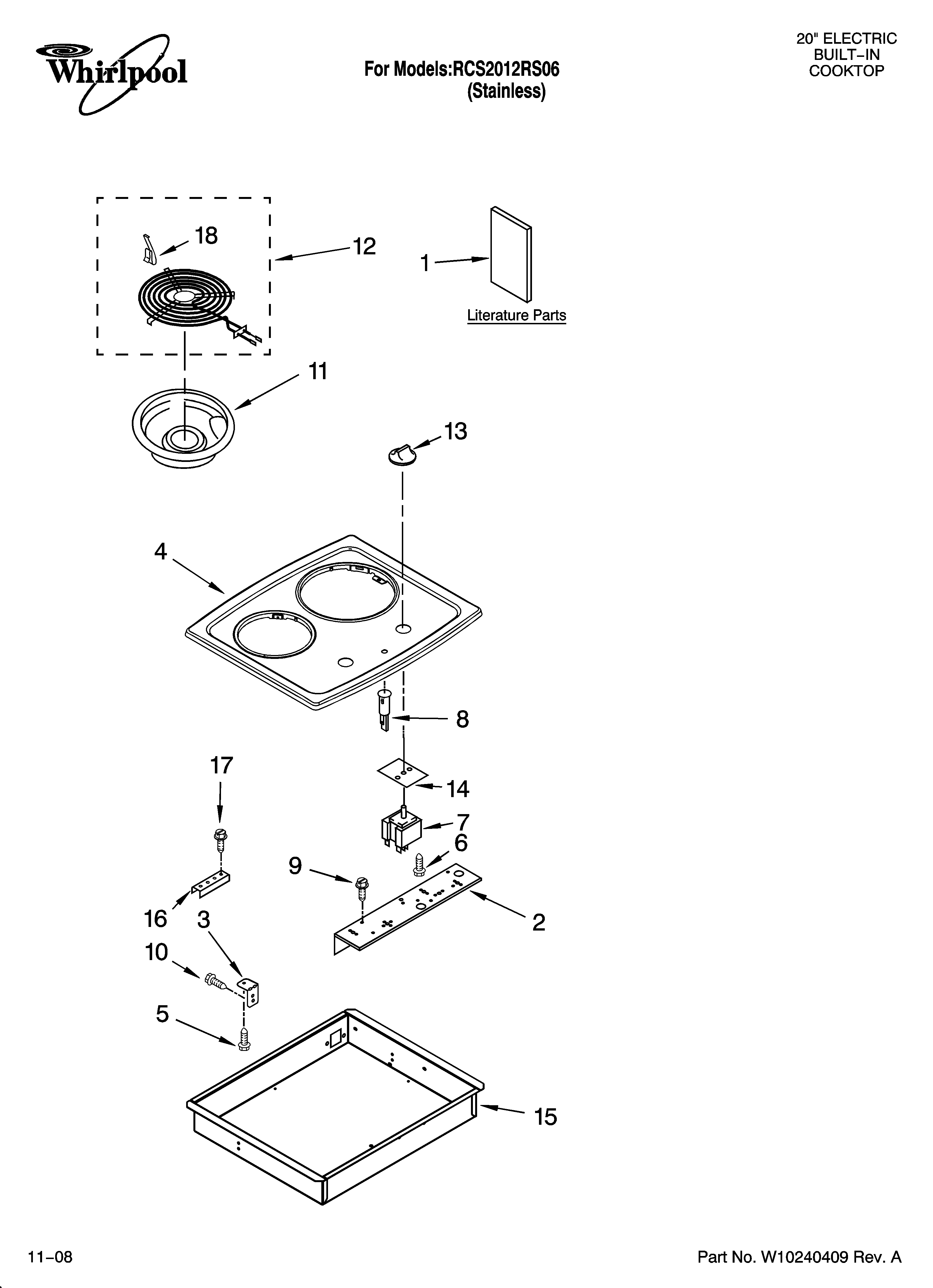 Cooktop parts, optional parts (not included)