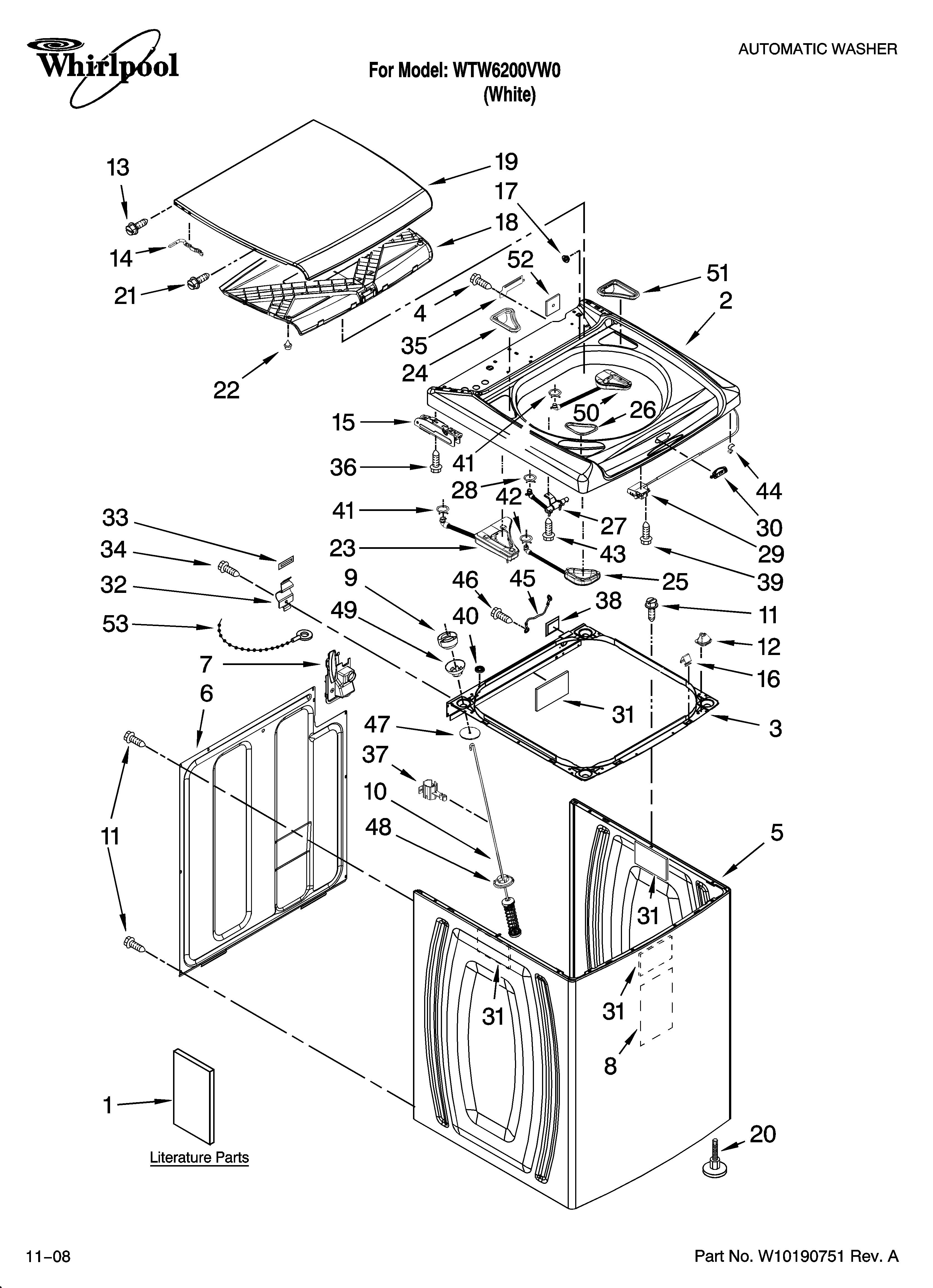 Top and cabinet parts