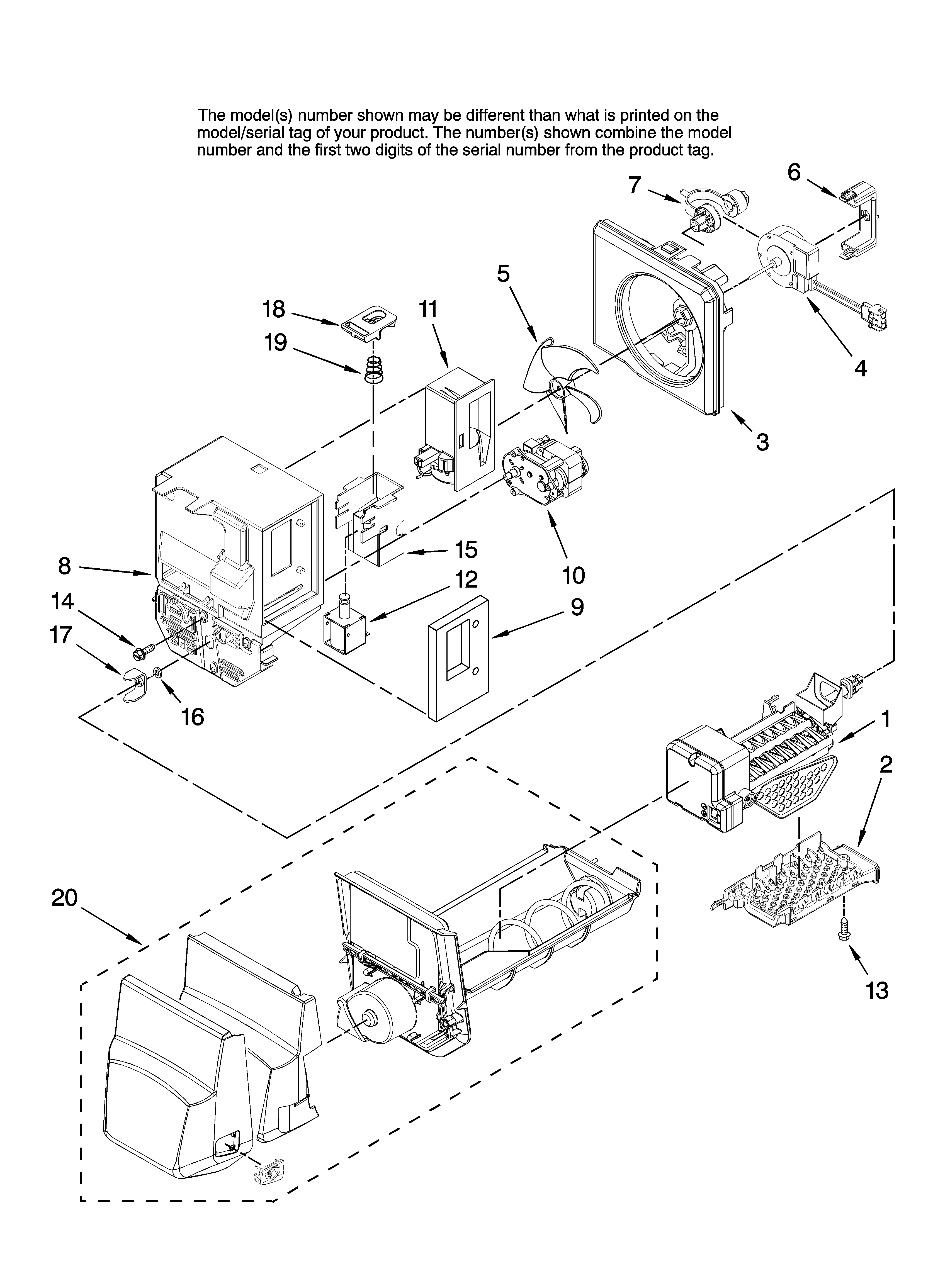 Motor and ice container parts