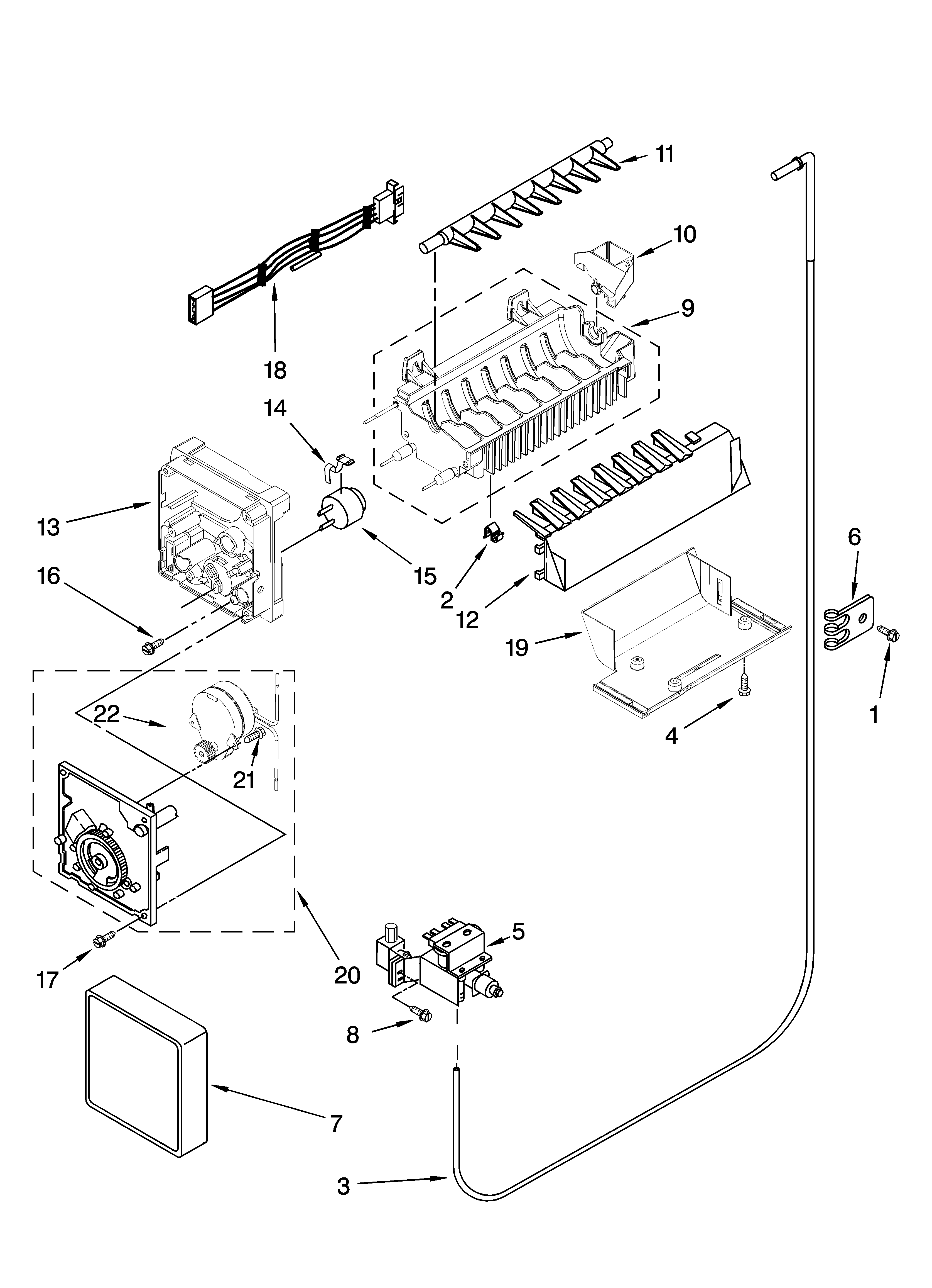 Icemaker parts, optional parts (not included)