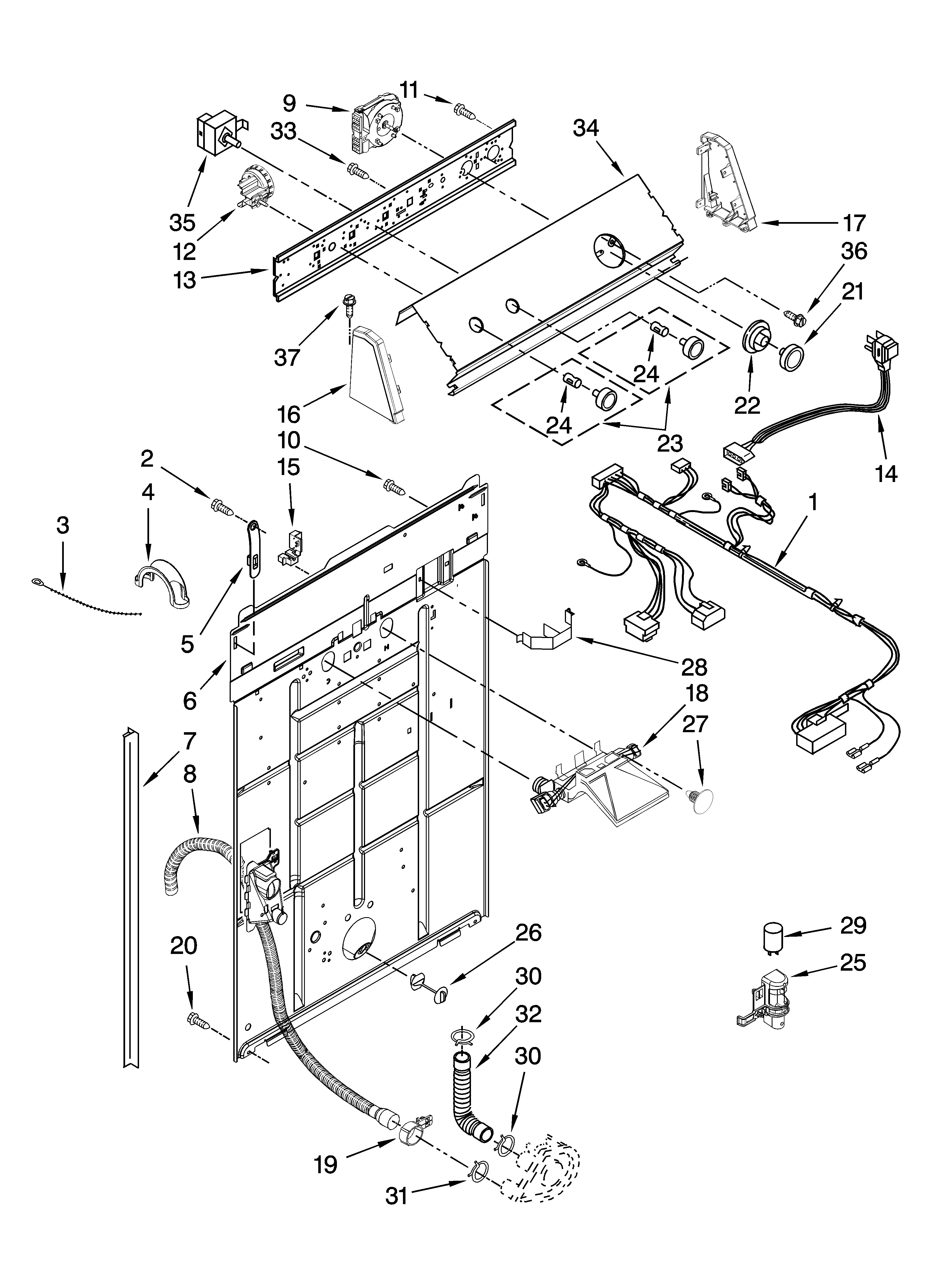 Controls and rear panel parts