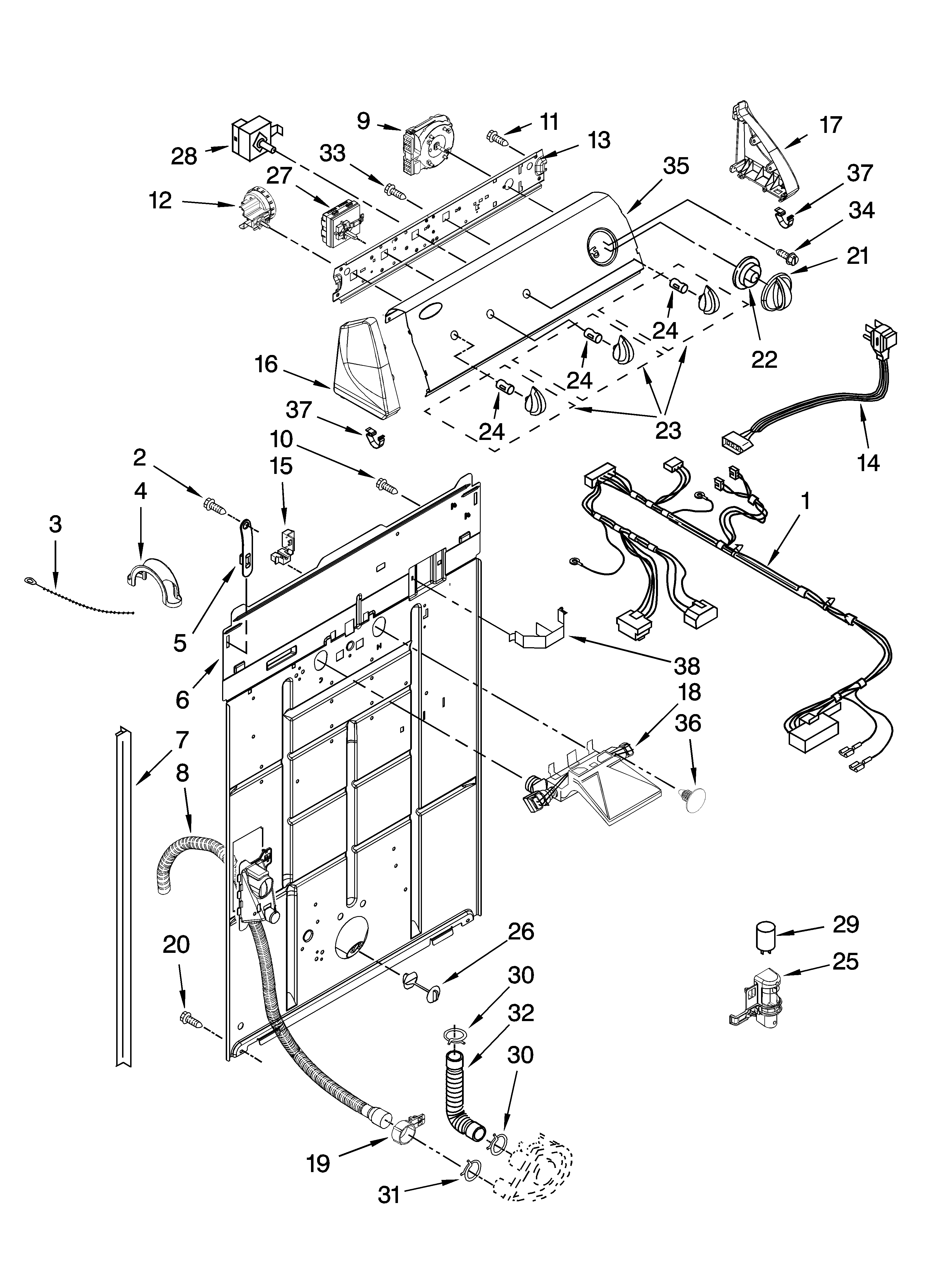 Controls and rear panel parts