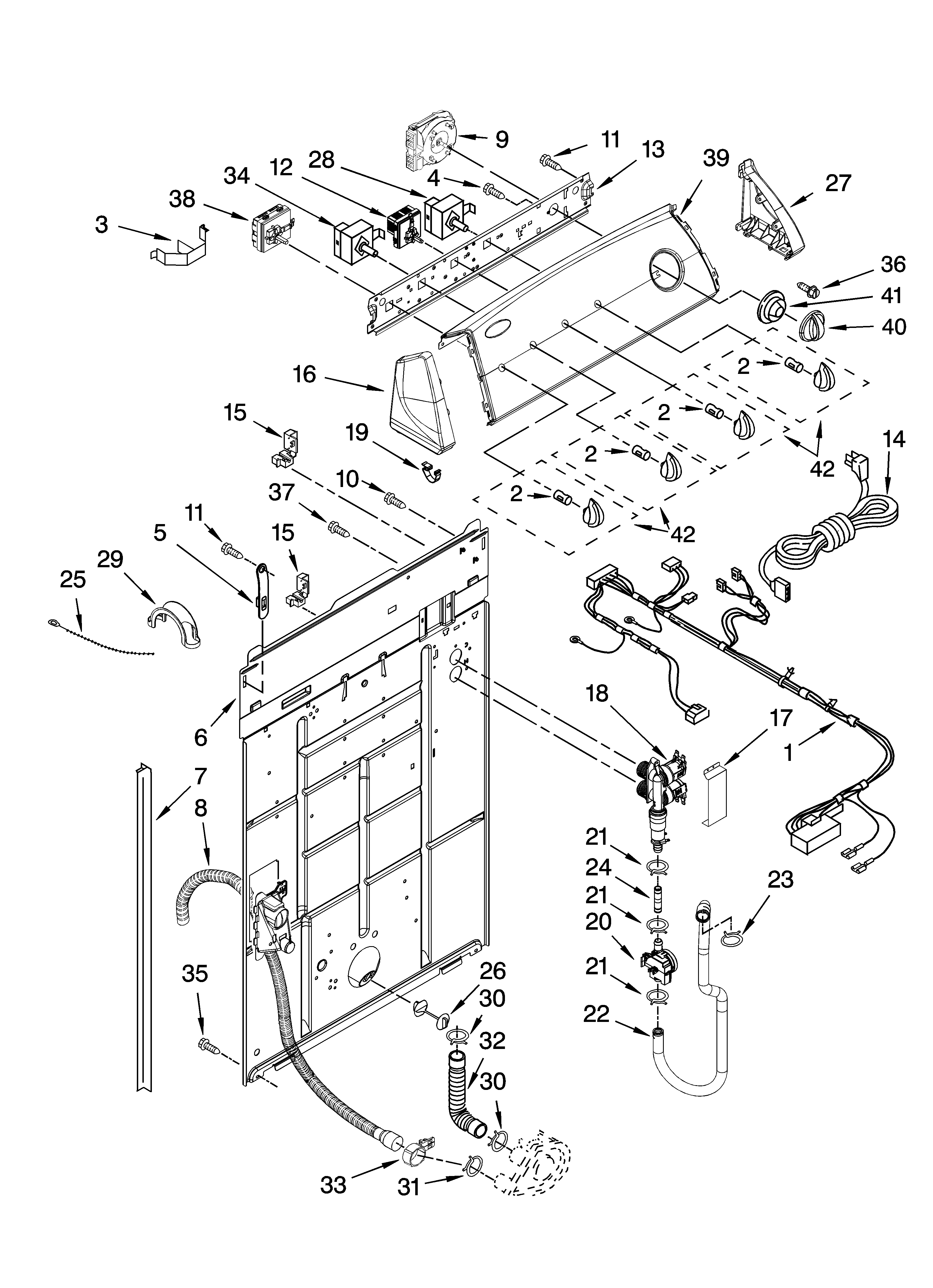 Controls and rear panel parts