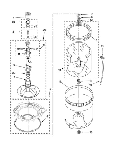 Agitator, basket and tub parts