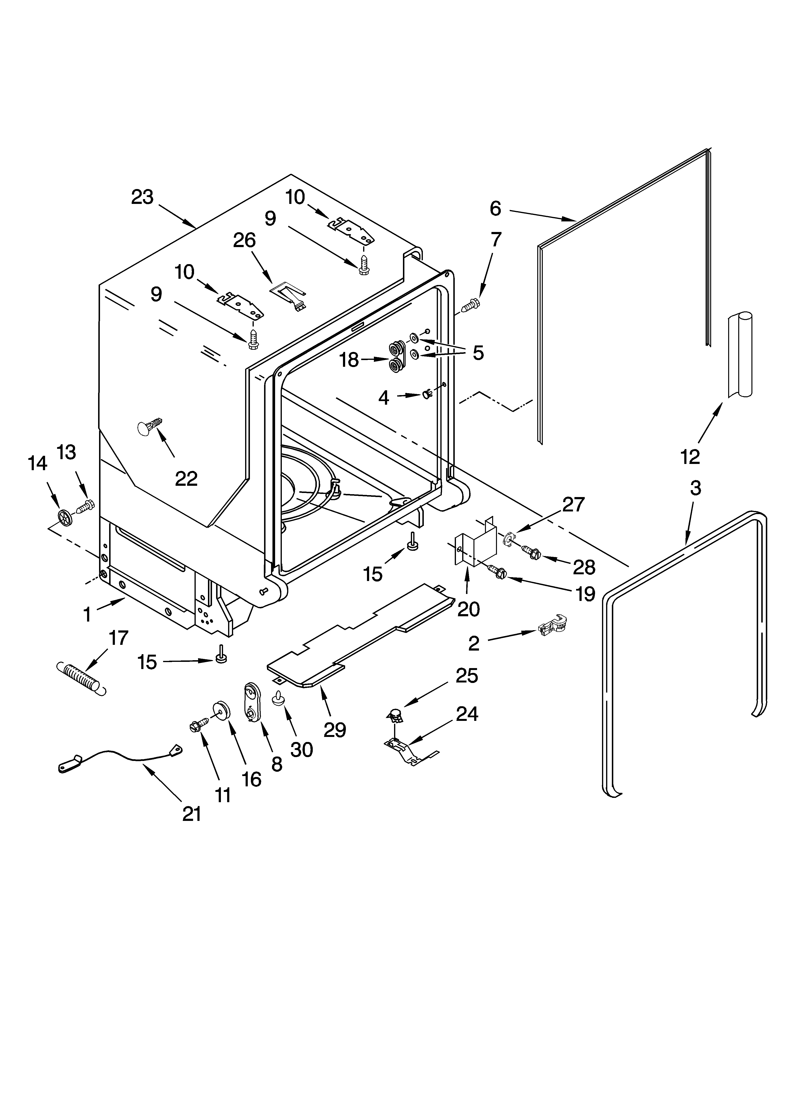 TUB AND FRAME PARTS