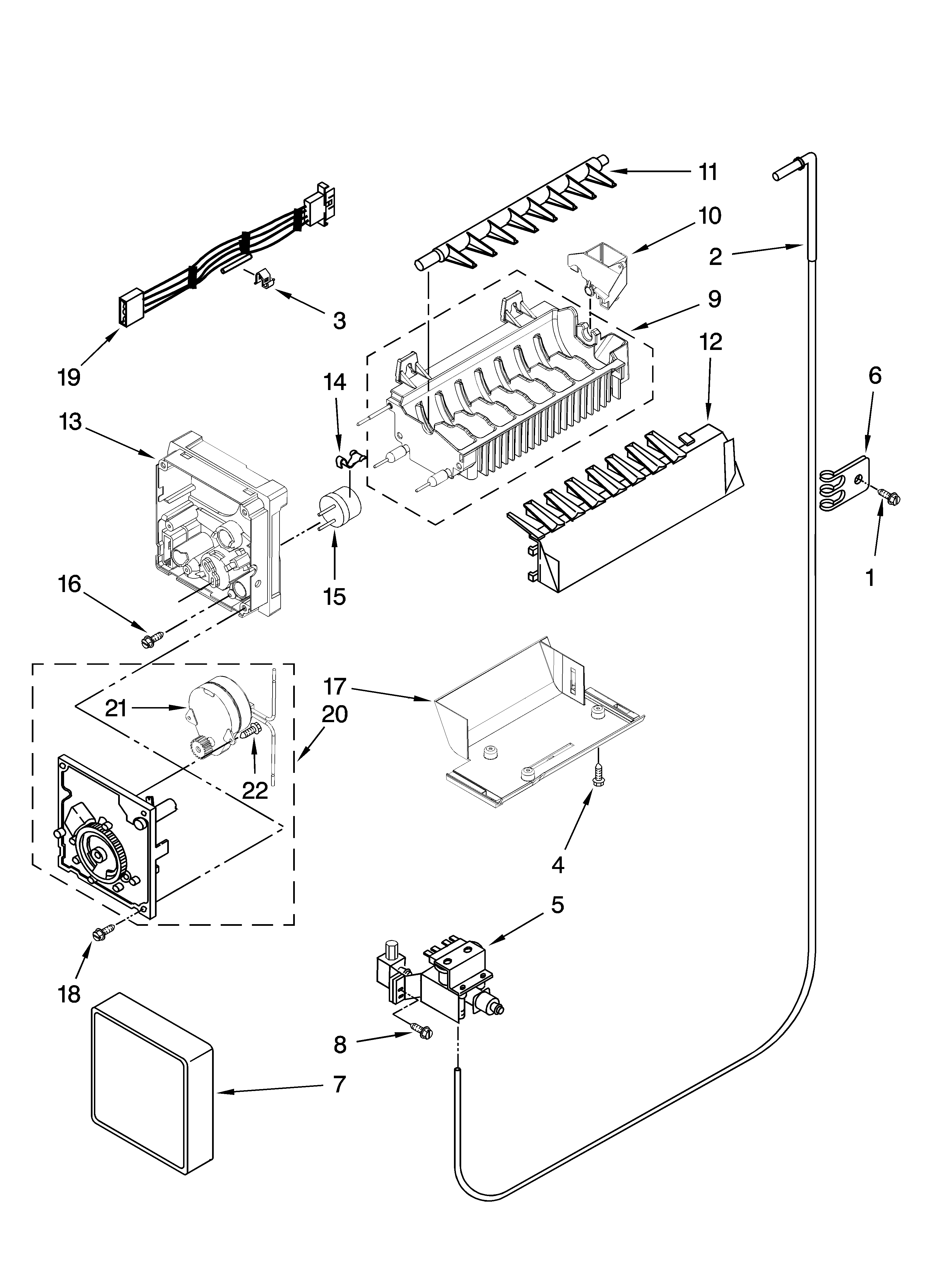 Icemaker parts, optional parts (not included)