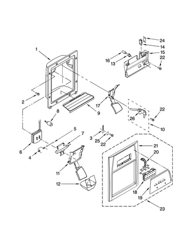 Dispenser front parts