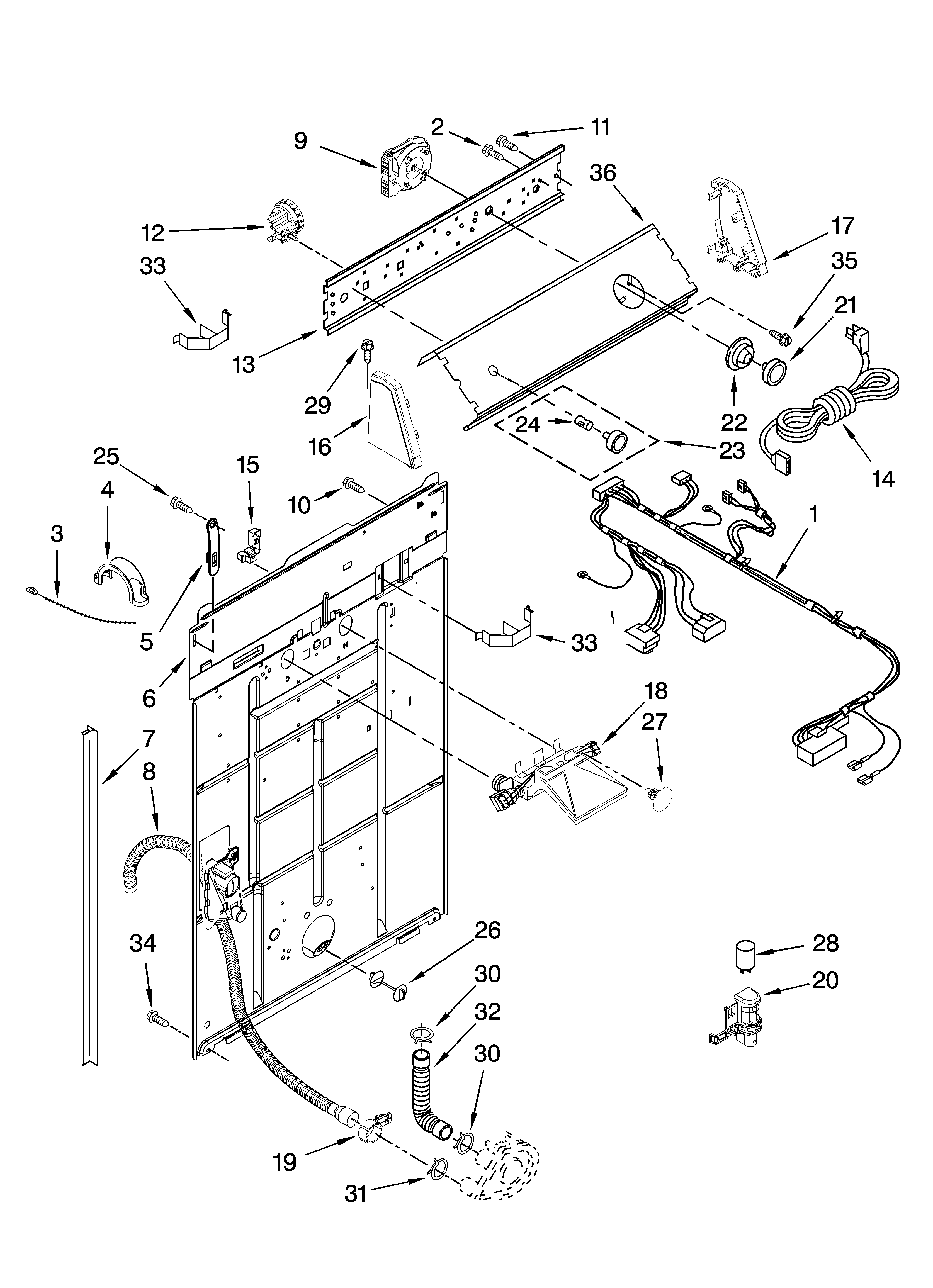 Controls and rear panel parts