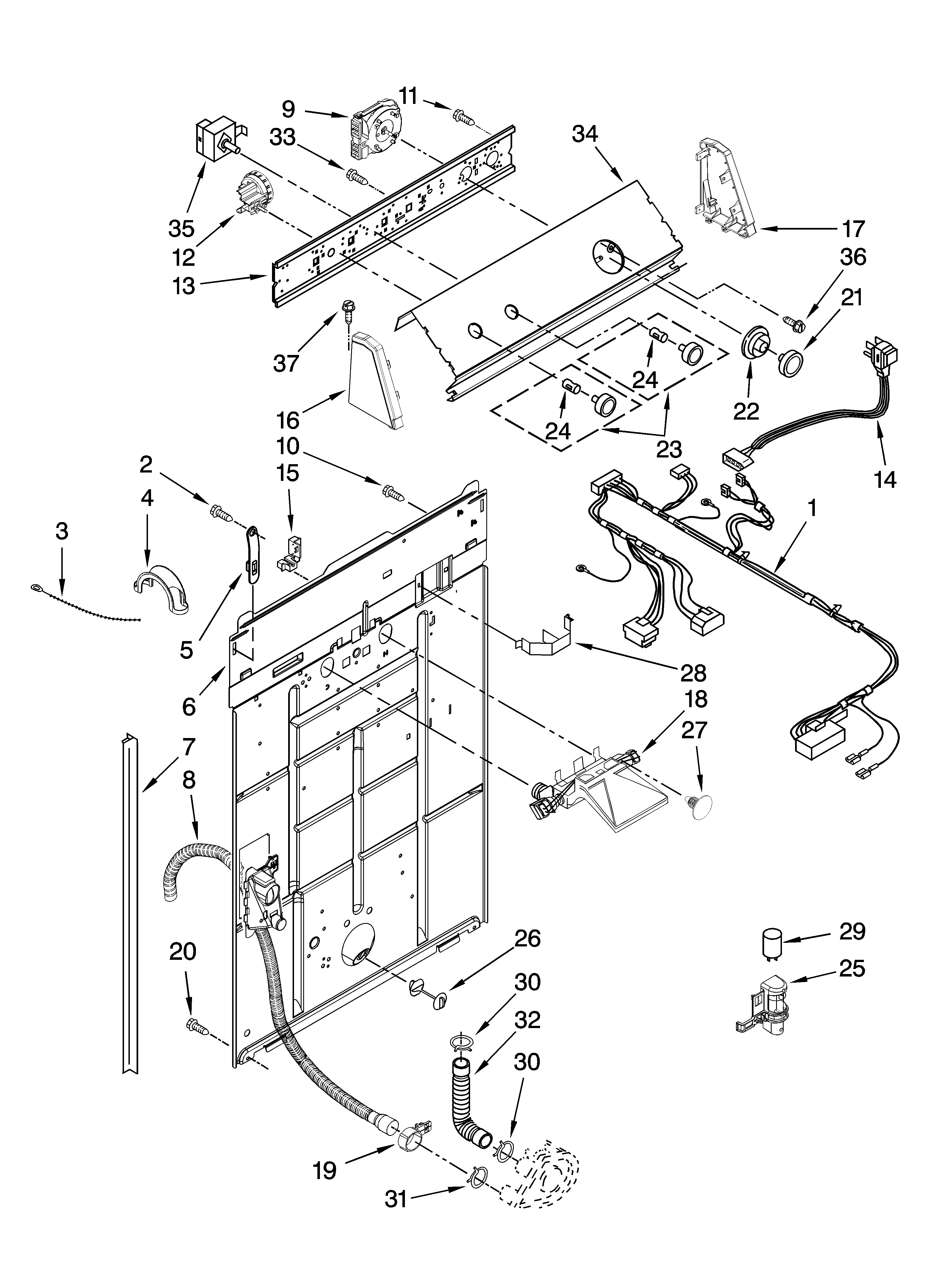 Controls and rear panel parts
