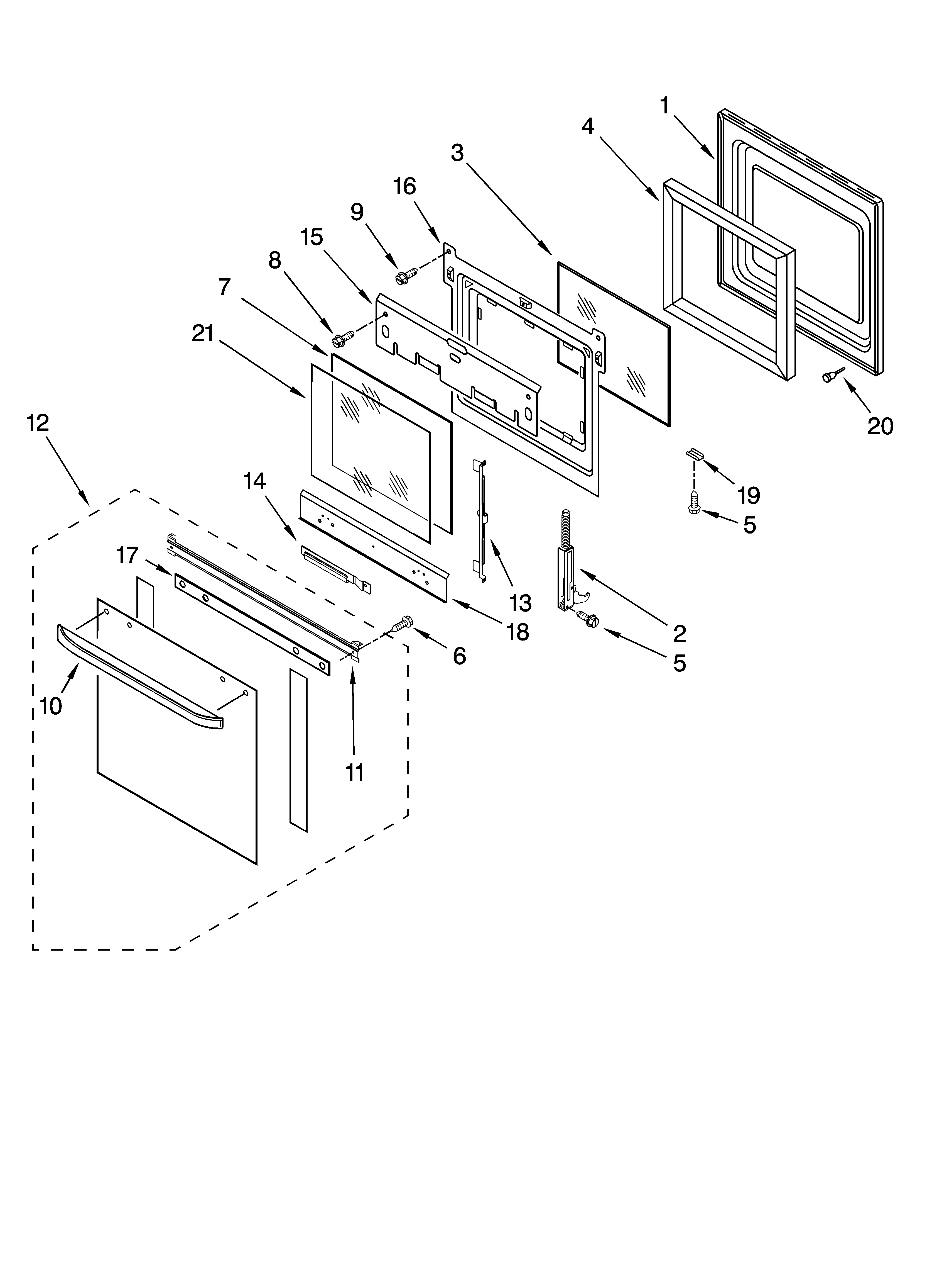 Oven door parts