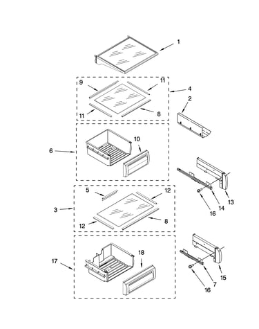 Refrigerator shelf parts