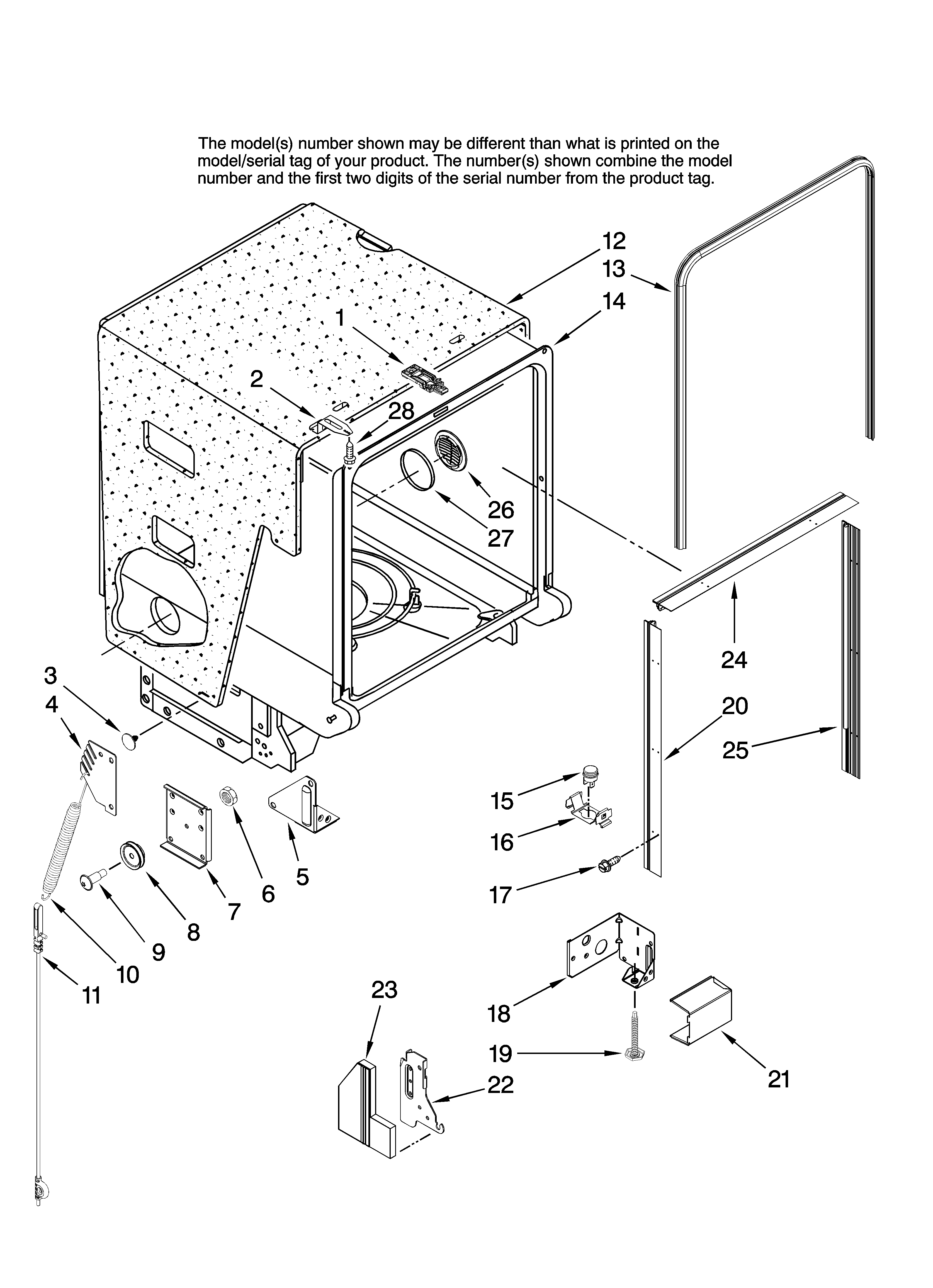 TUB AND FRAME PARTS