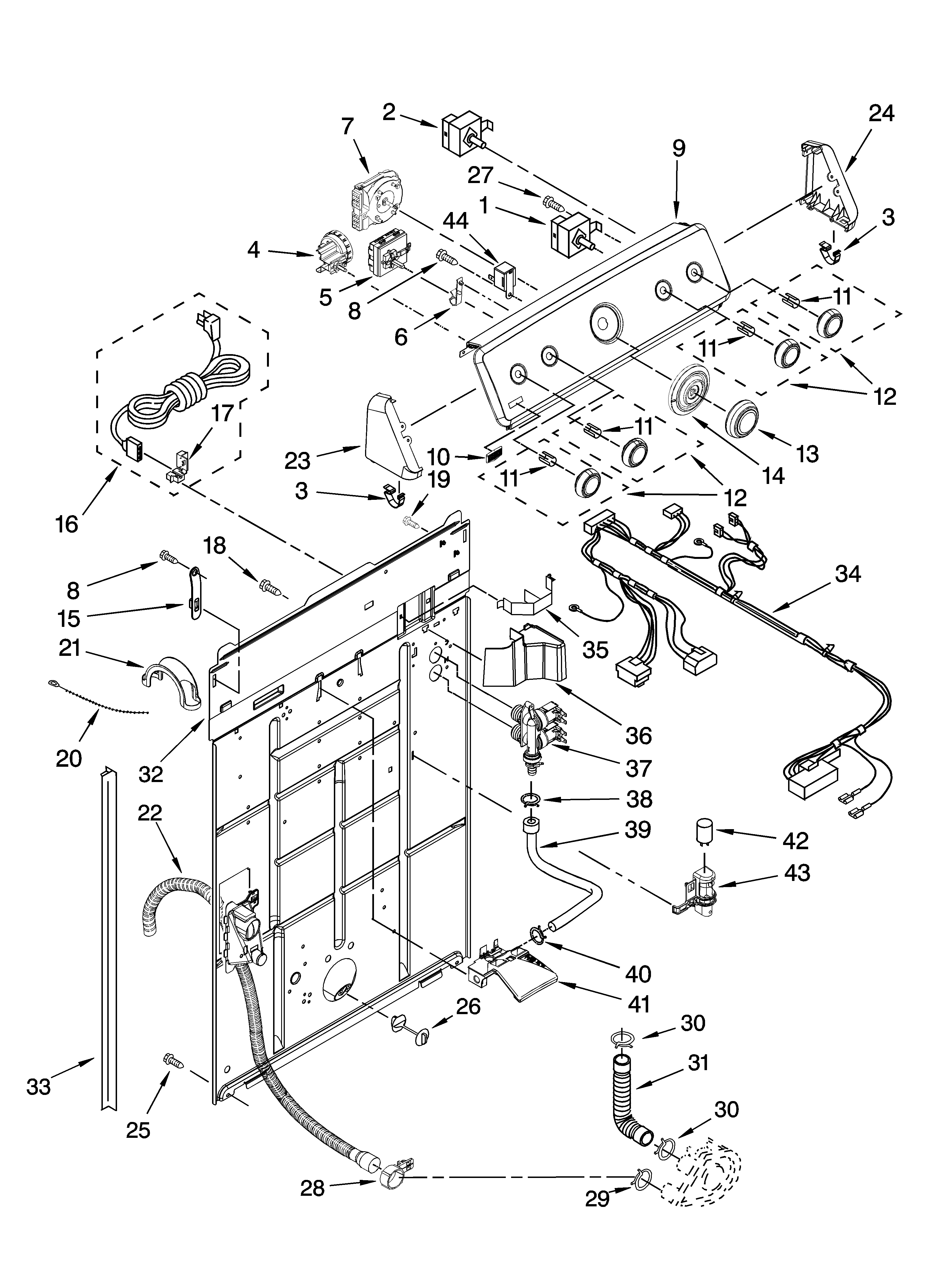Controls and rear panel parts