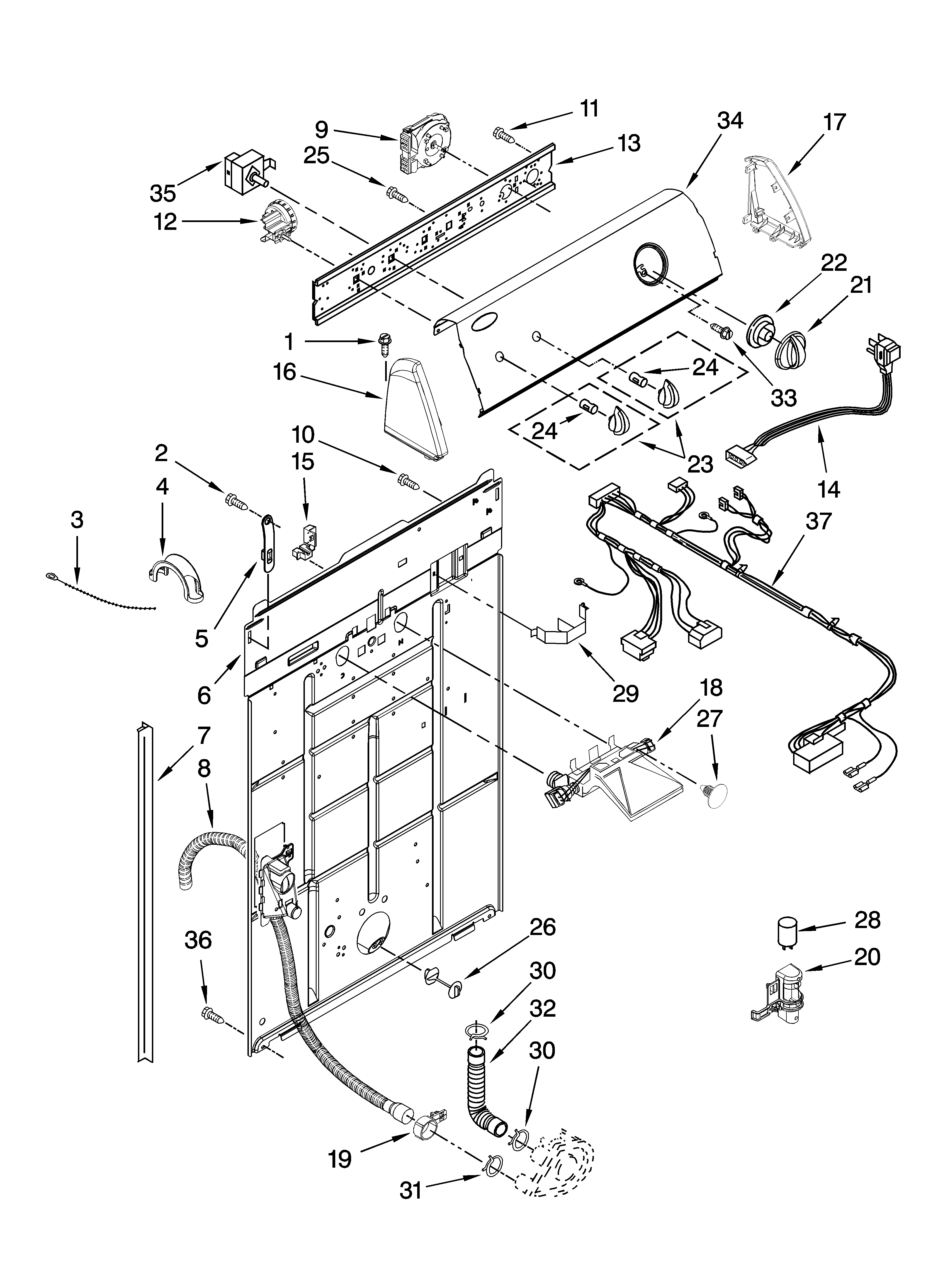 Controls and rear panel parts