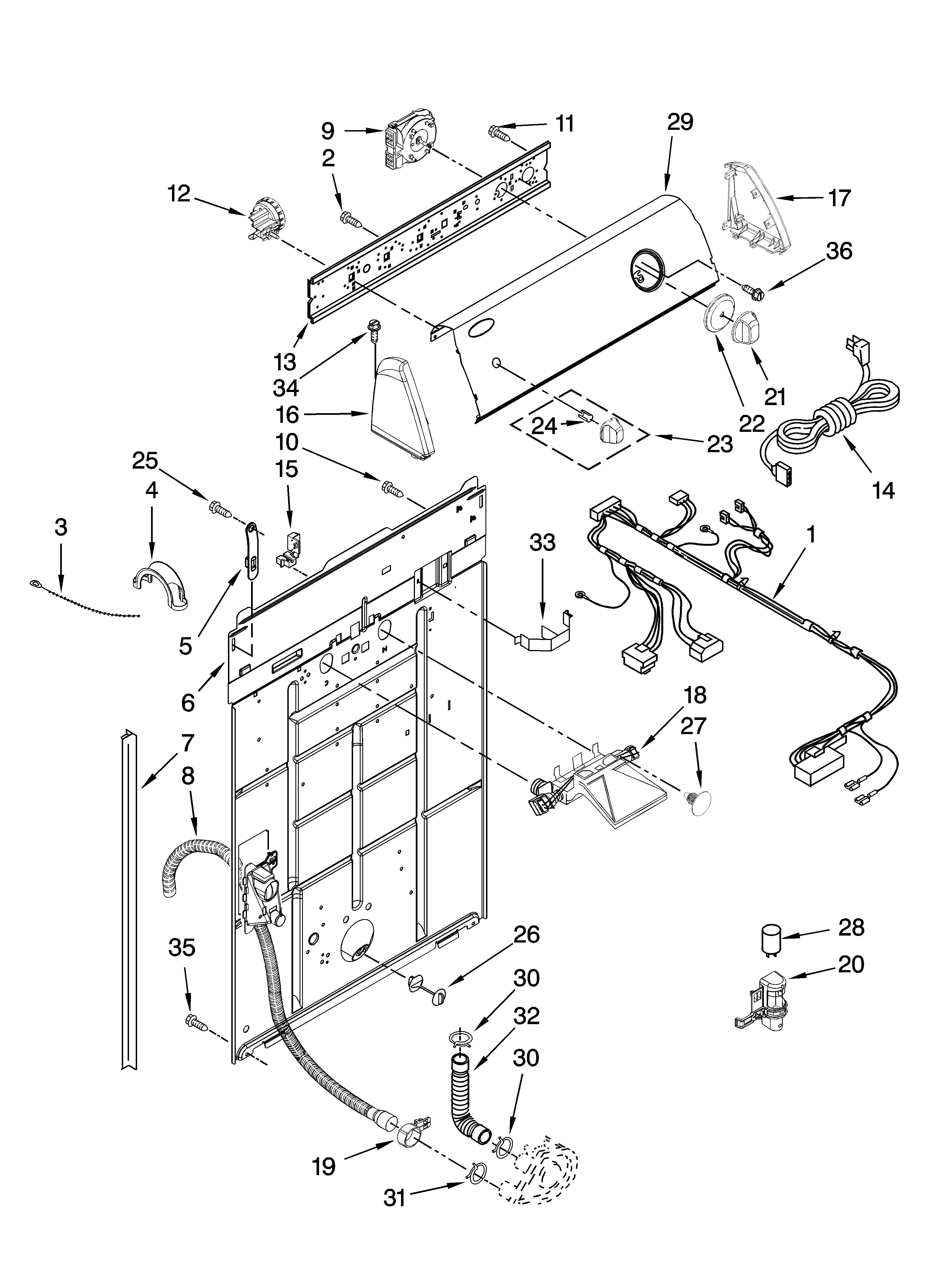 Controls and rear panel parts