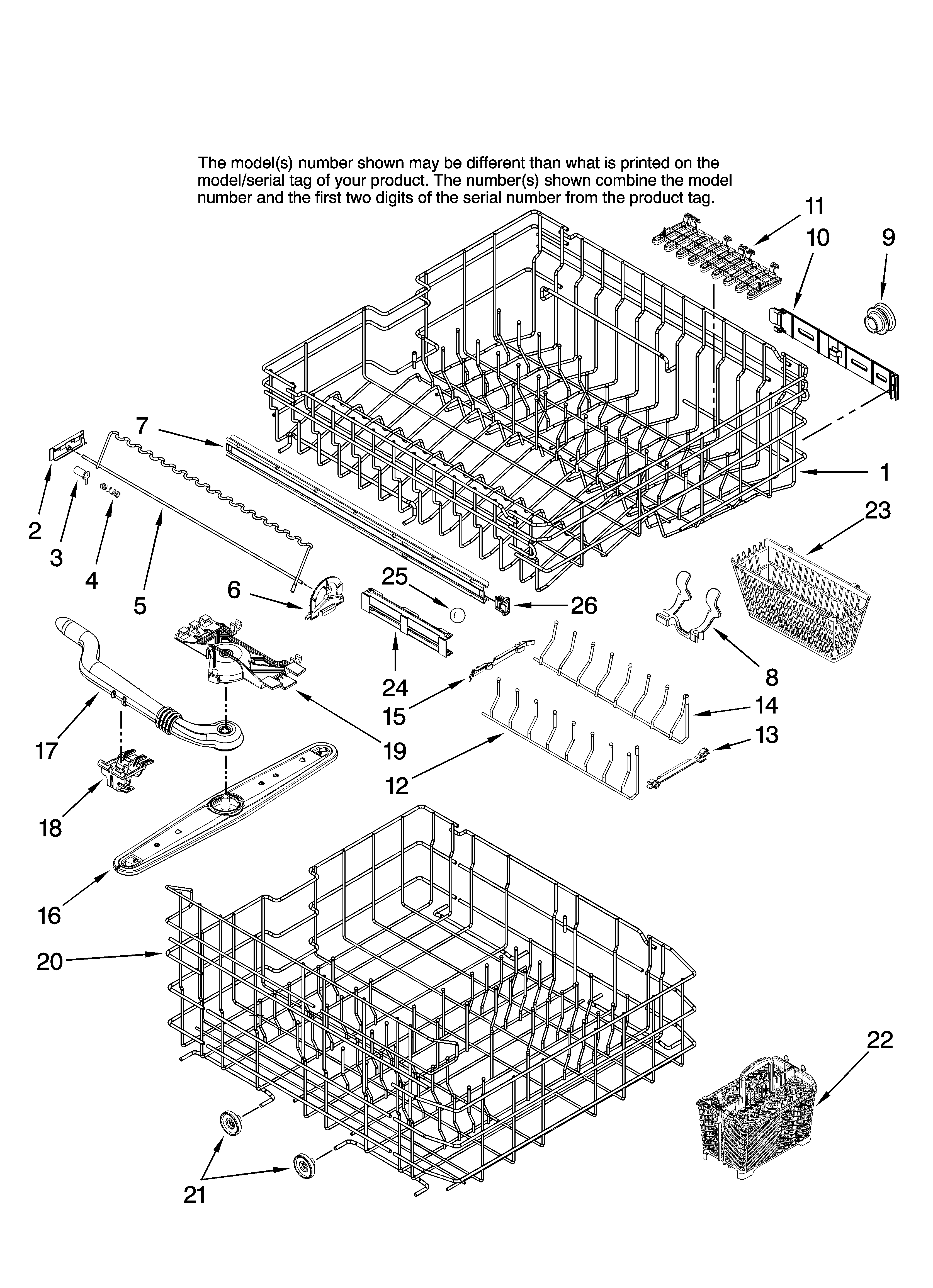 Upper and lower rack parts