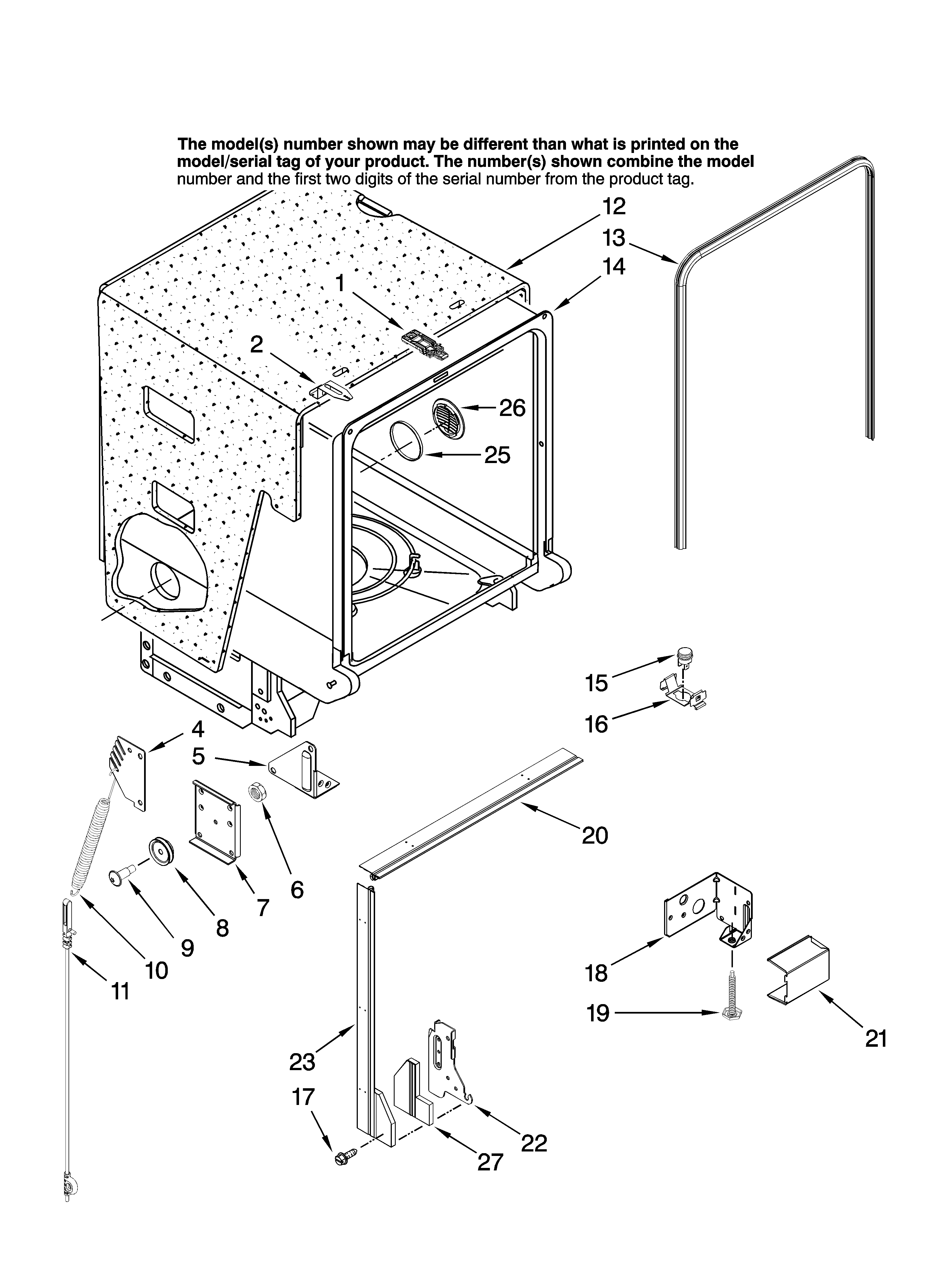 TUB AND FRAME PARTS